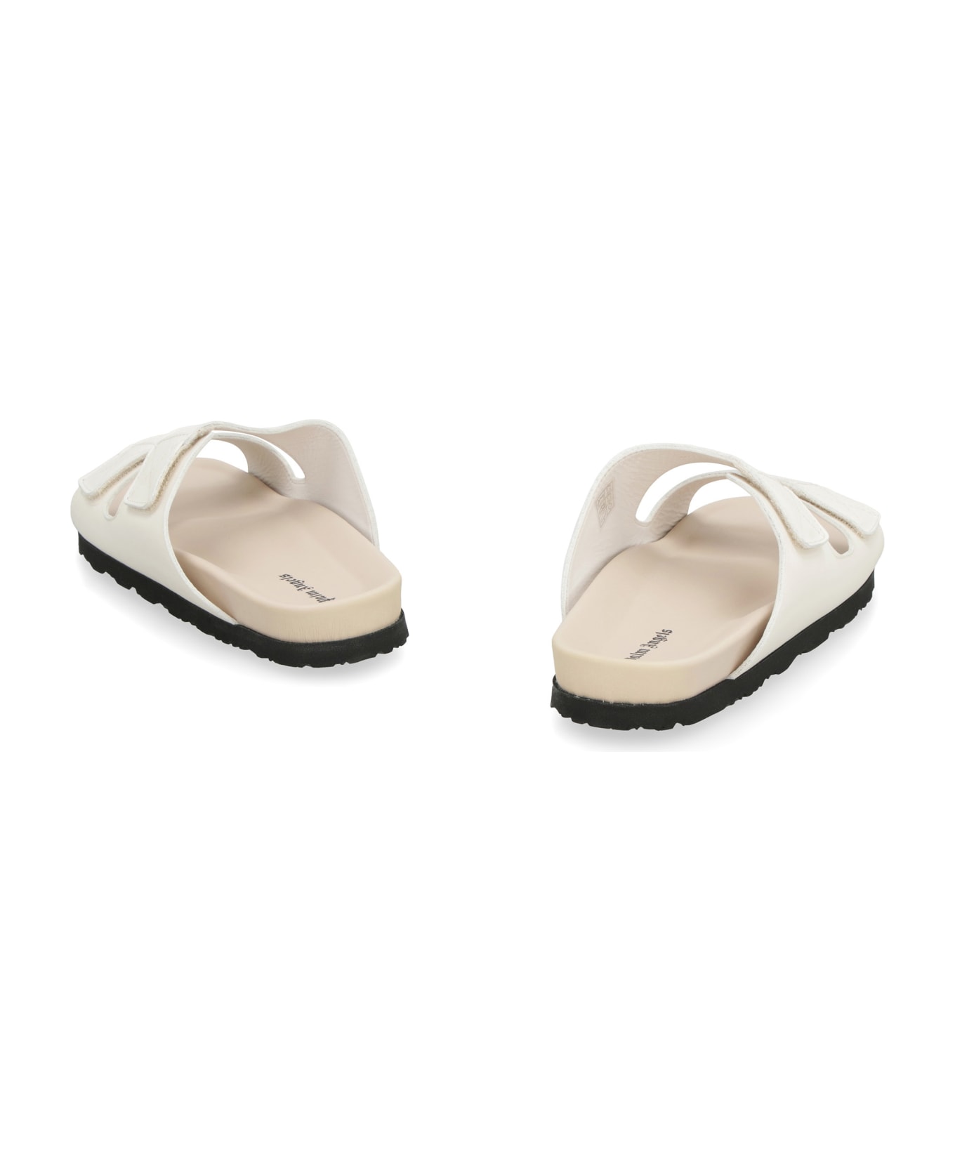 Palm Angels Leather Slides With Logo - White