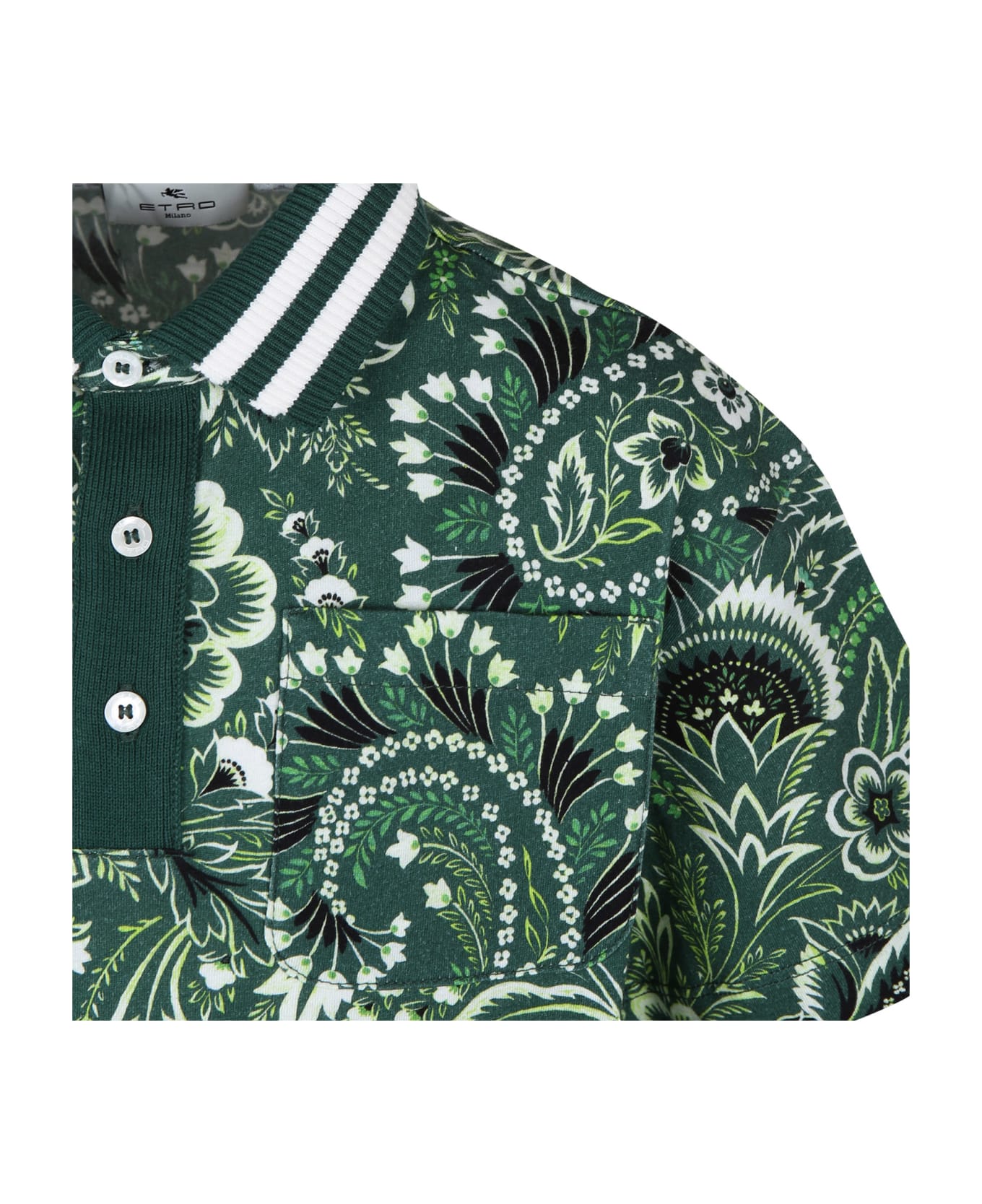 Etro Green Polo Shirt For Boy With Paisley Pattern - Av Tシャツ＆ポロシャツ