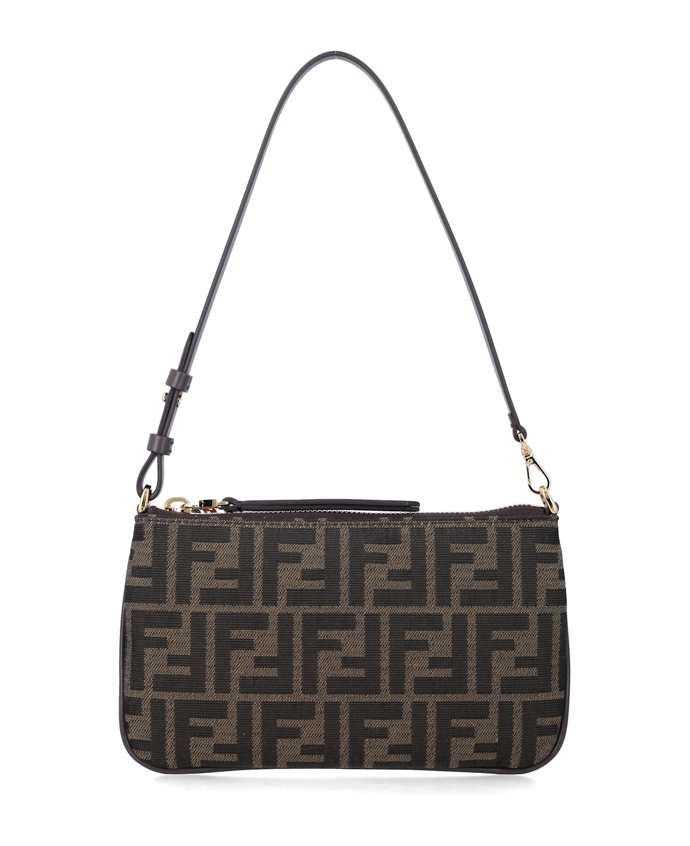 Fendi Flat Baguette Ff Jacquard Pouch - TOBACCO BROWN