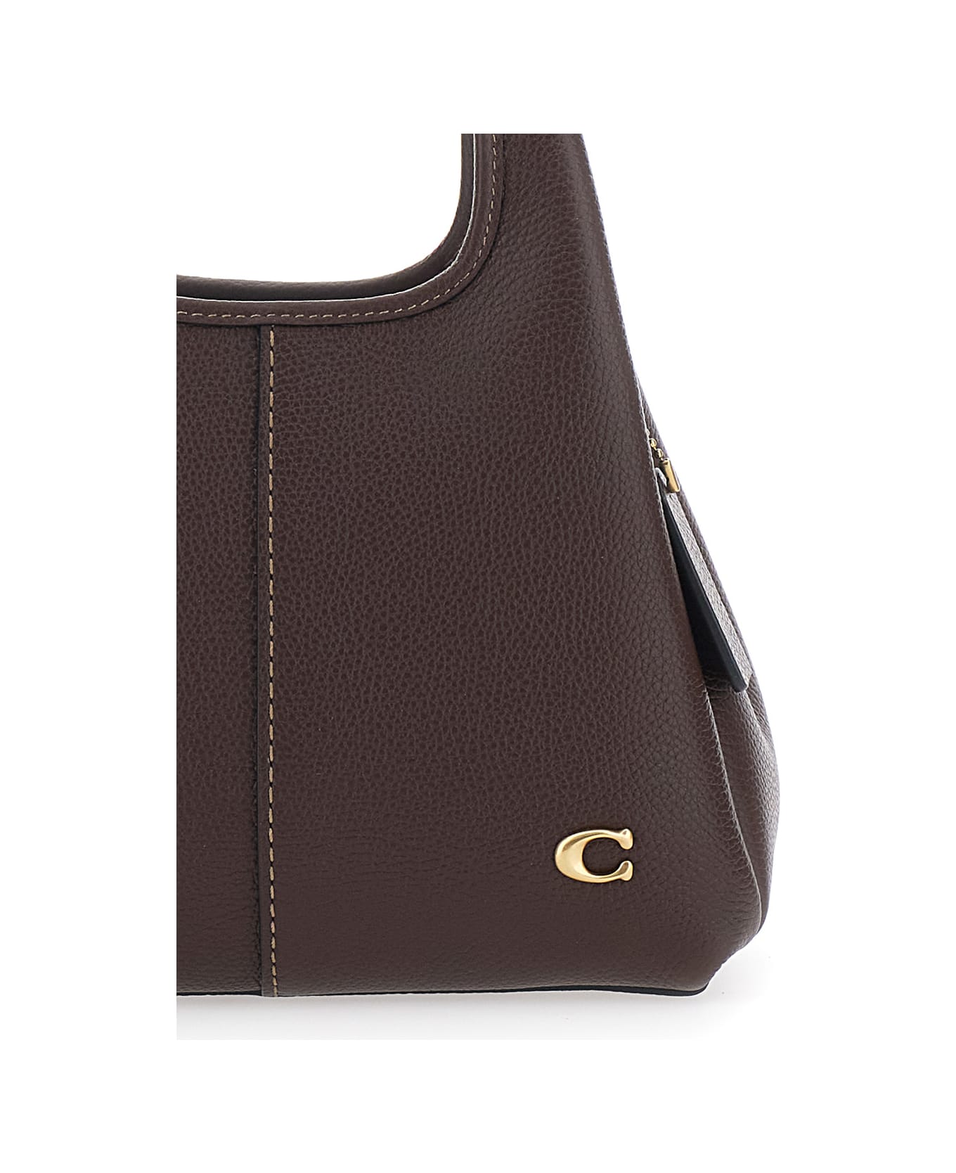 Coach 'lana' Brown Crossbody Bag With Metallic Logo Plate And Contrast Stitching In Leather Woman - Brown