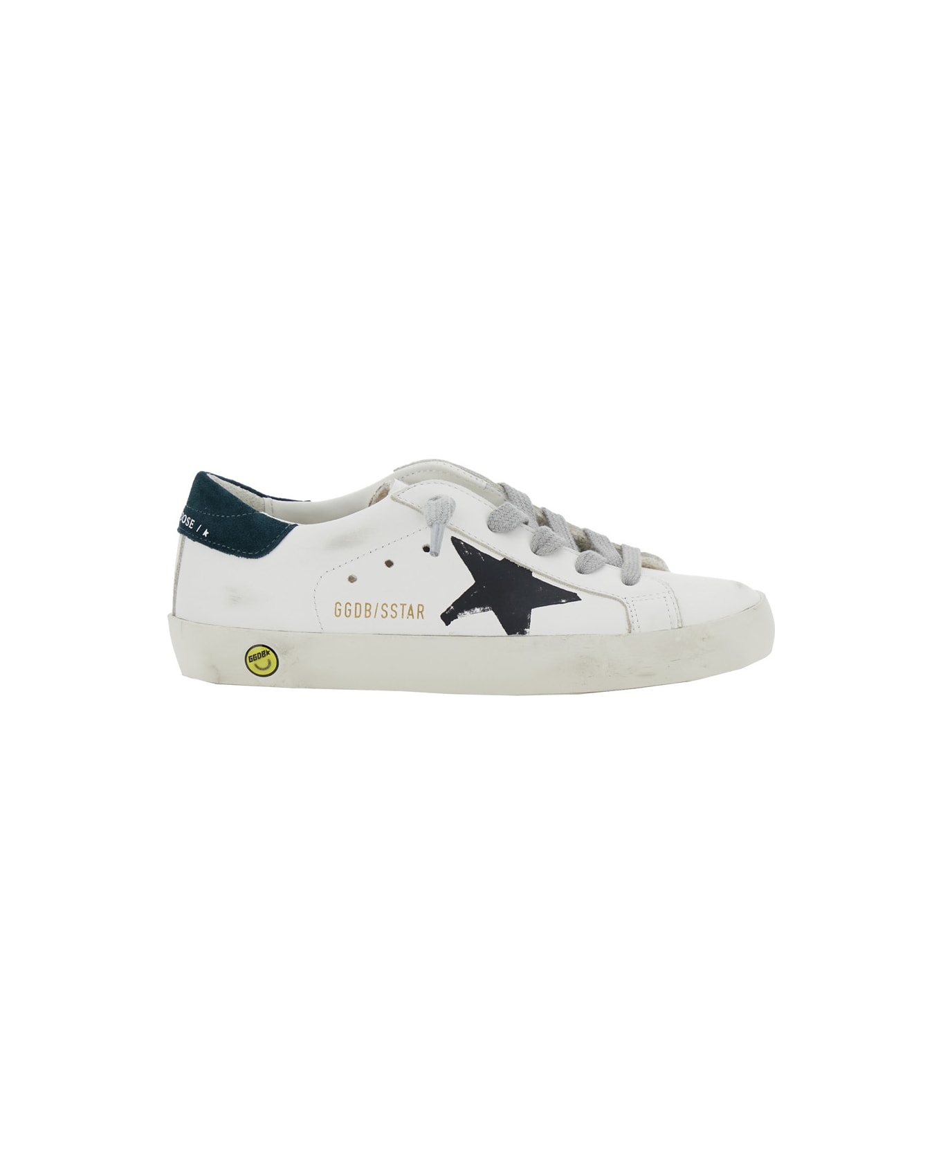 Golden Goose Super Star Leather Upper And List Printed Star Suede Heel - White シューズ