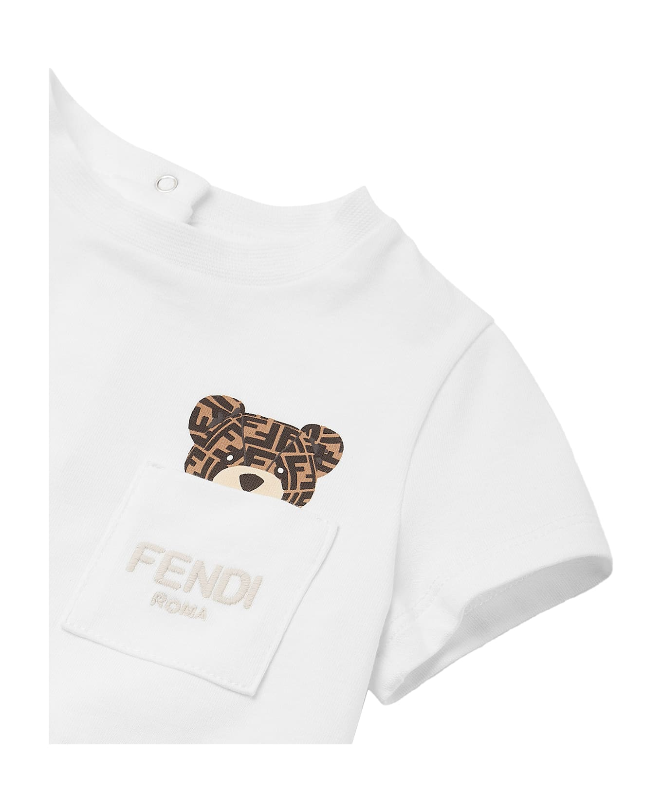 Fendi White T-shirt With Teddy Bear - White