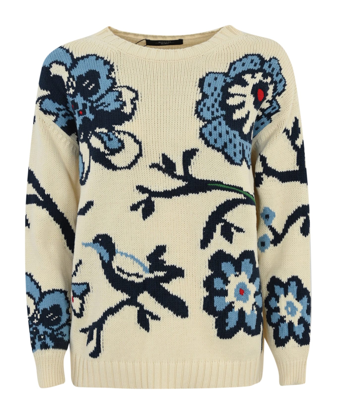 Weekend Max Mara 'dolmen' Sweater In Inlaid Cotton - Ecru