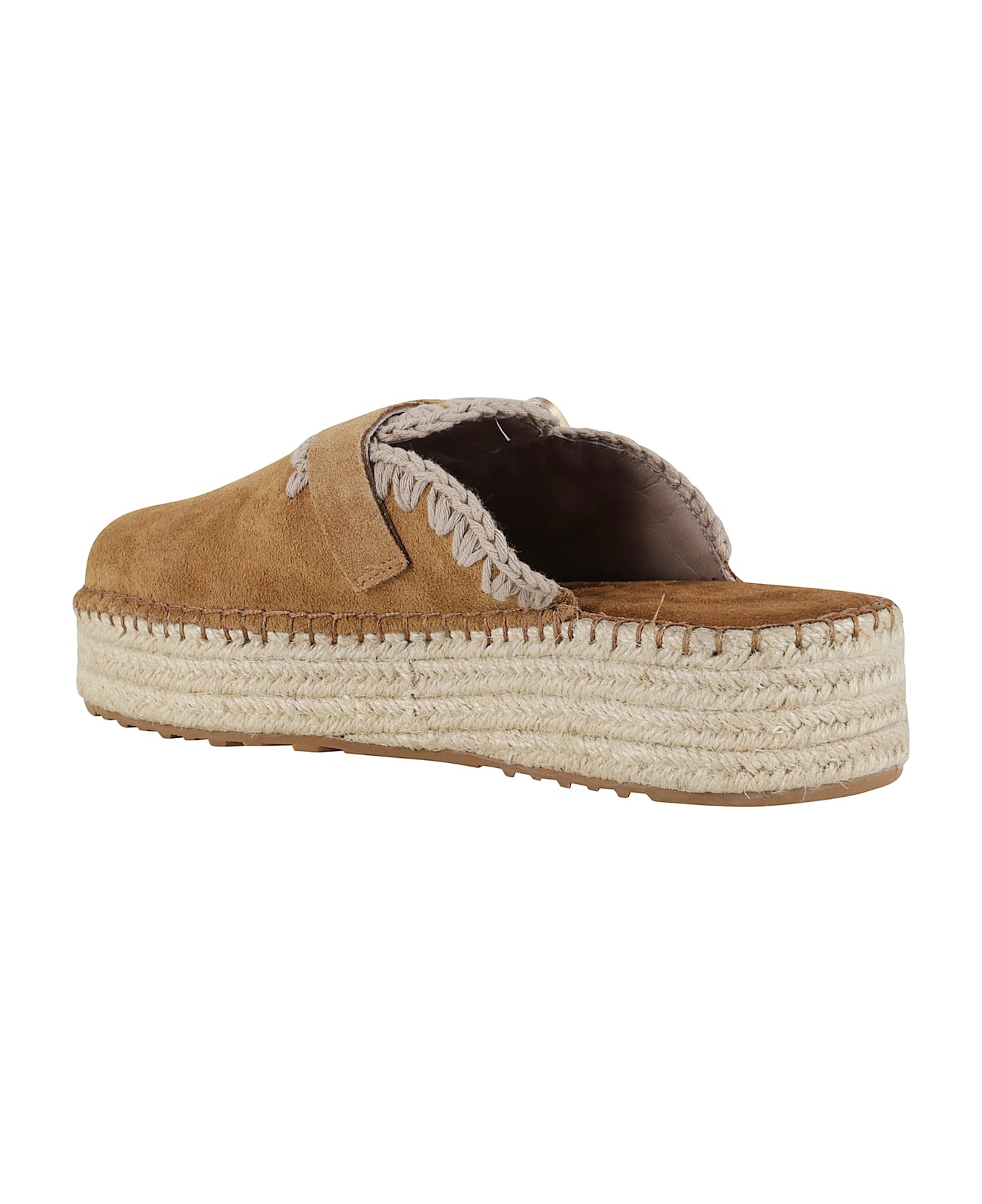 Mou Jute Clog Plain Slipper-mule In Leather Color Suede - Cog Cognac