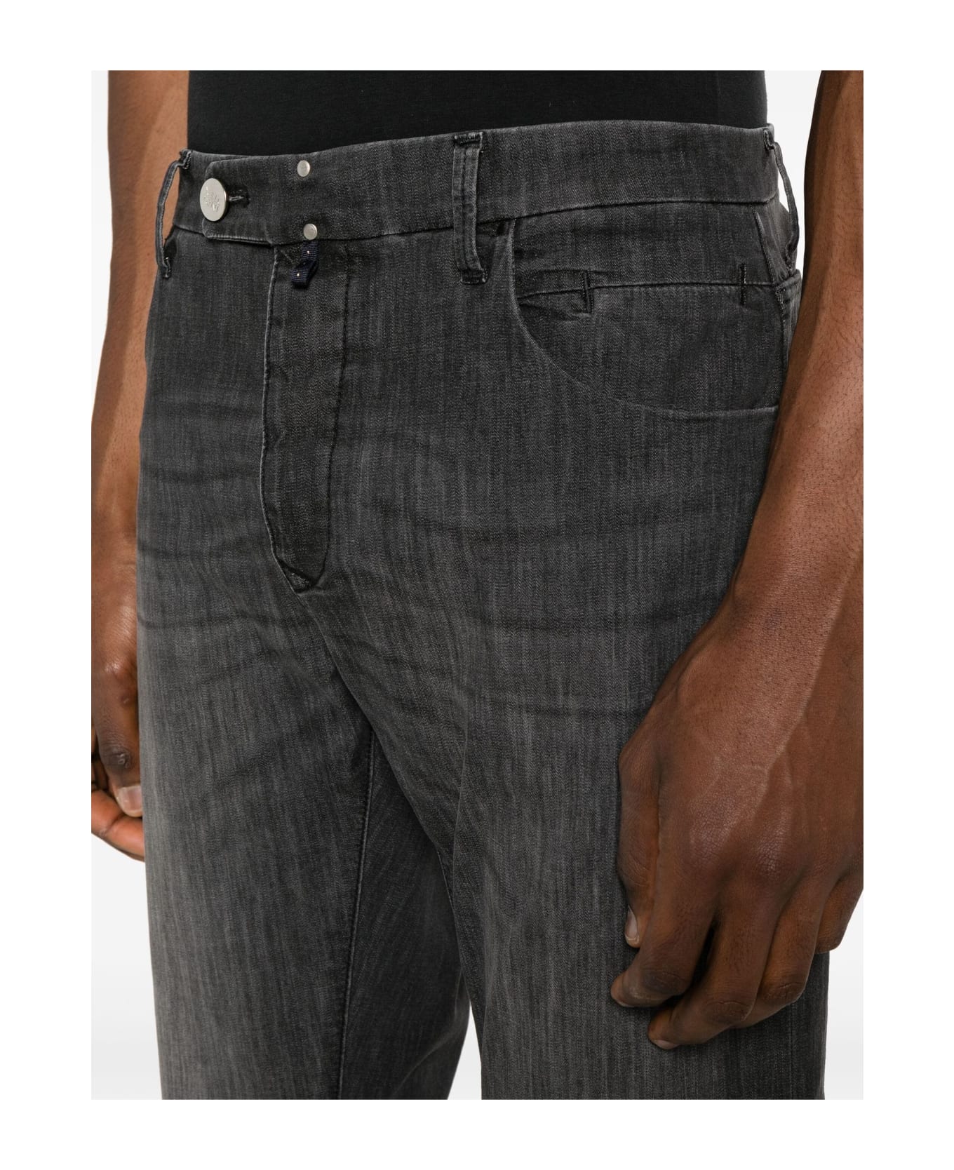 Incotex Charcoal Grey Cotton Blend Jeans - Grey