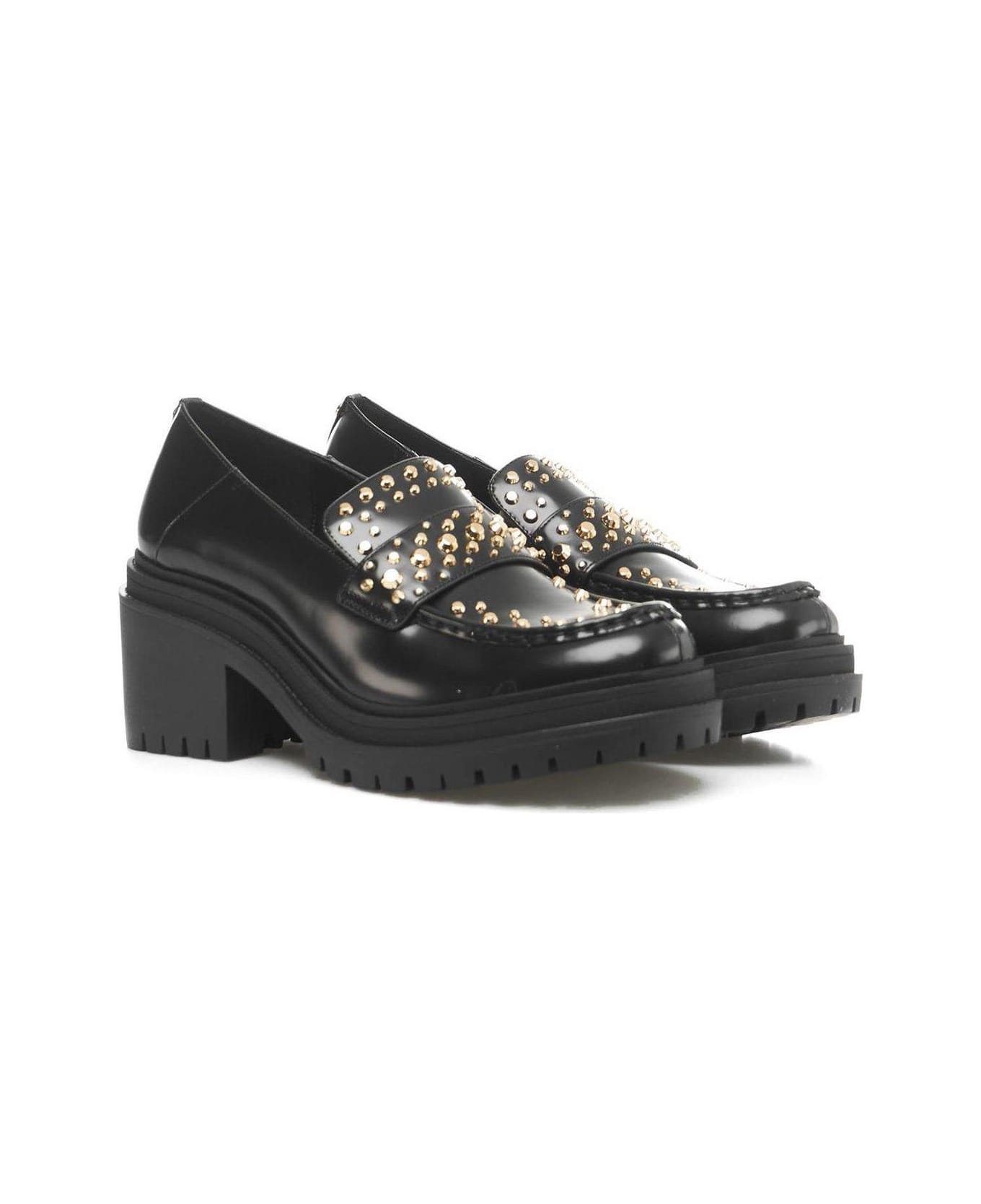 MICHAEL Michael Kors Stud-embellished Round-toe Loafers - Black