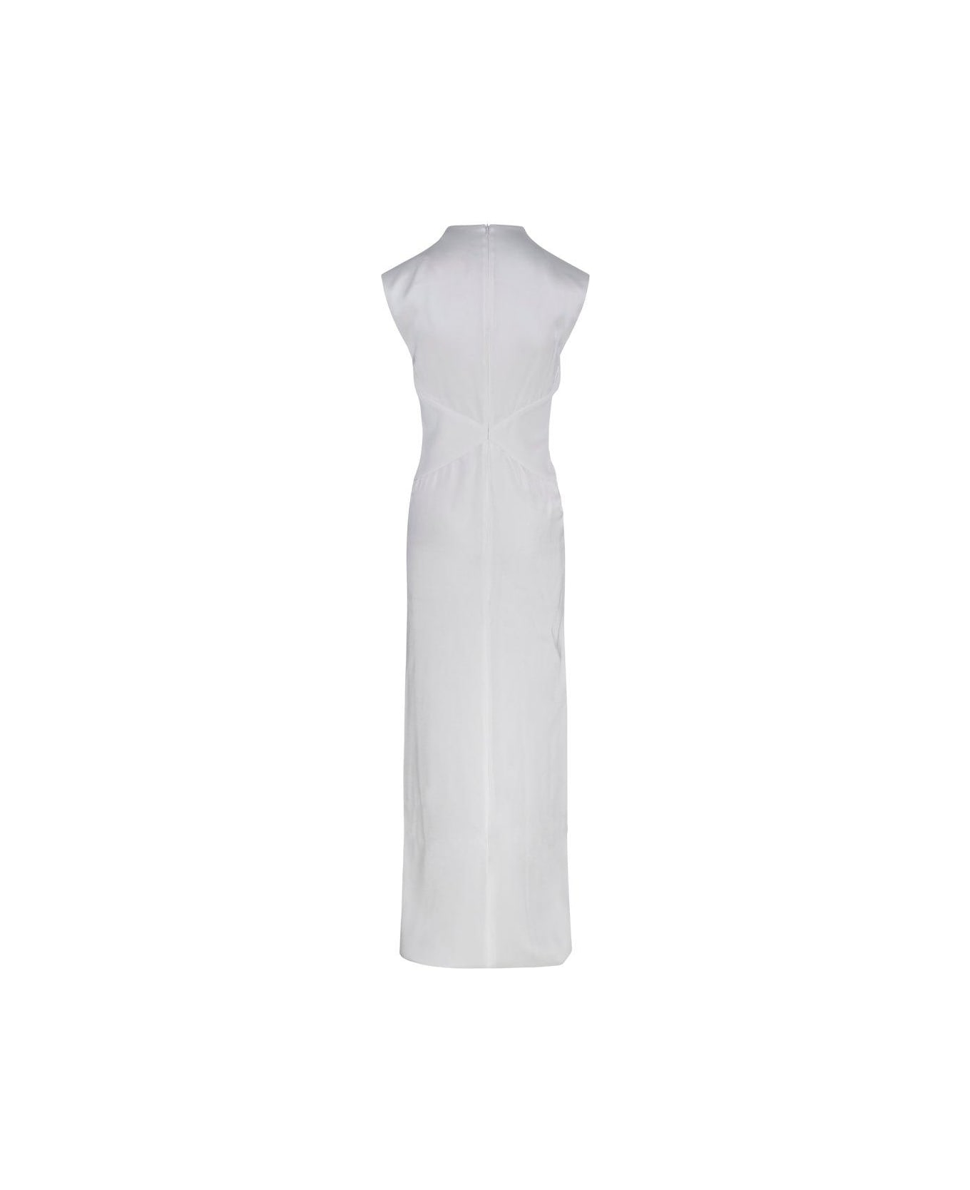 Max Mara Pilard V-neck Sleeveless Dress - White