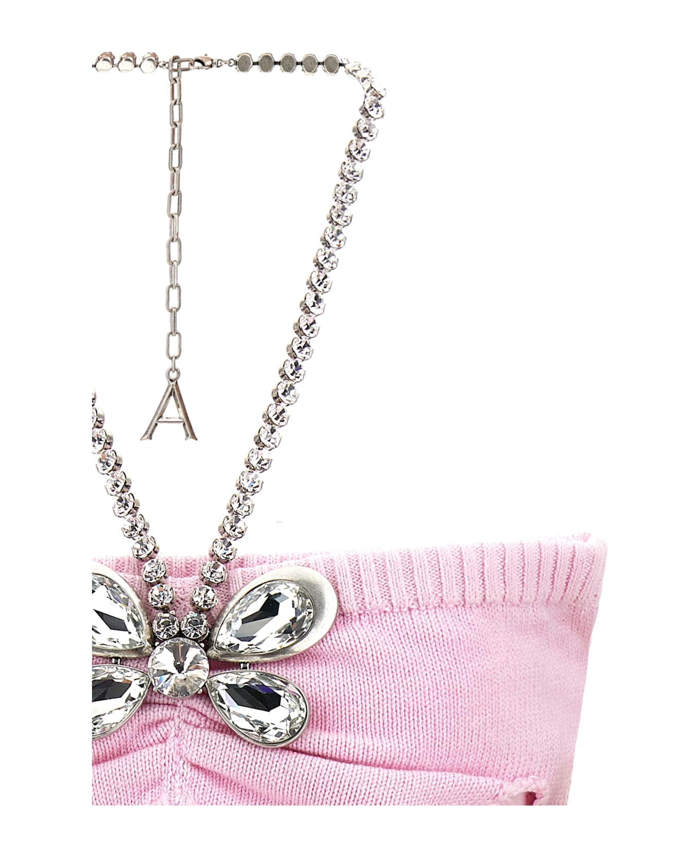 AREA 
crystal Butterfly Knit Bandeau
 Top - Pink