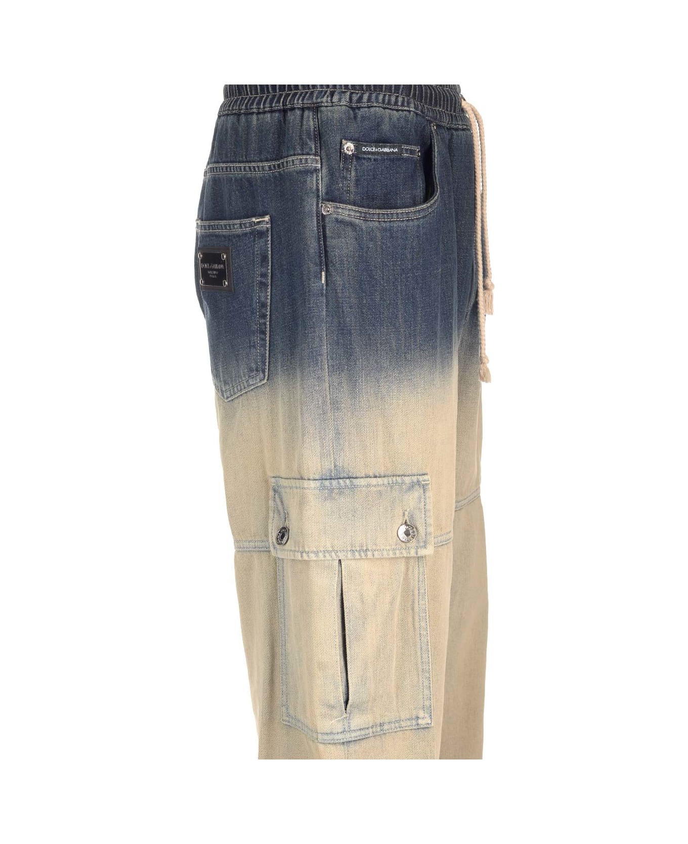 Dolce & Gabbana Degrade' Denim Cargo Jeans - Blue