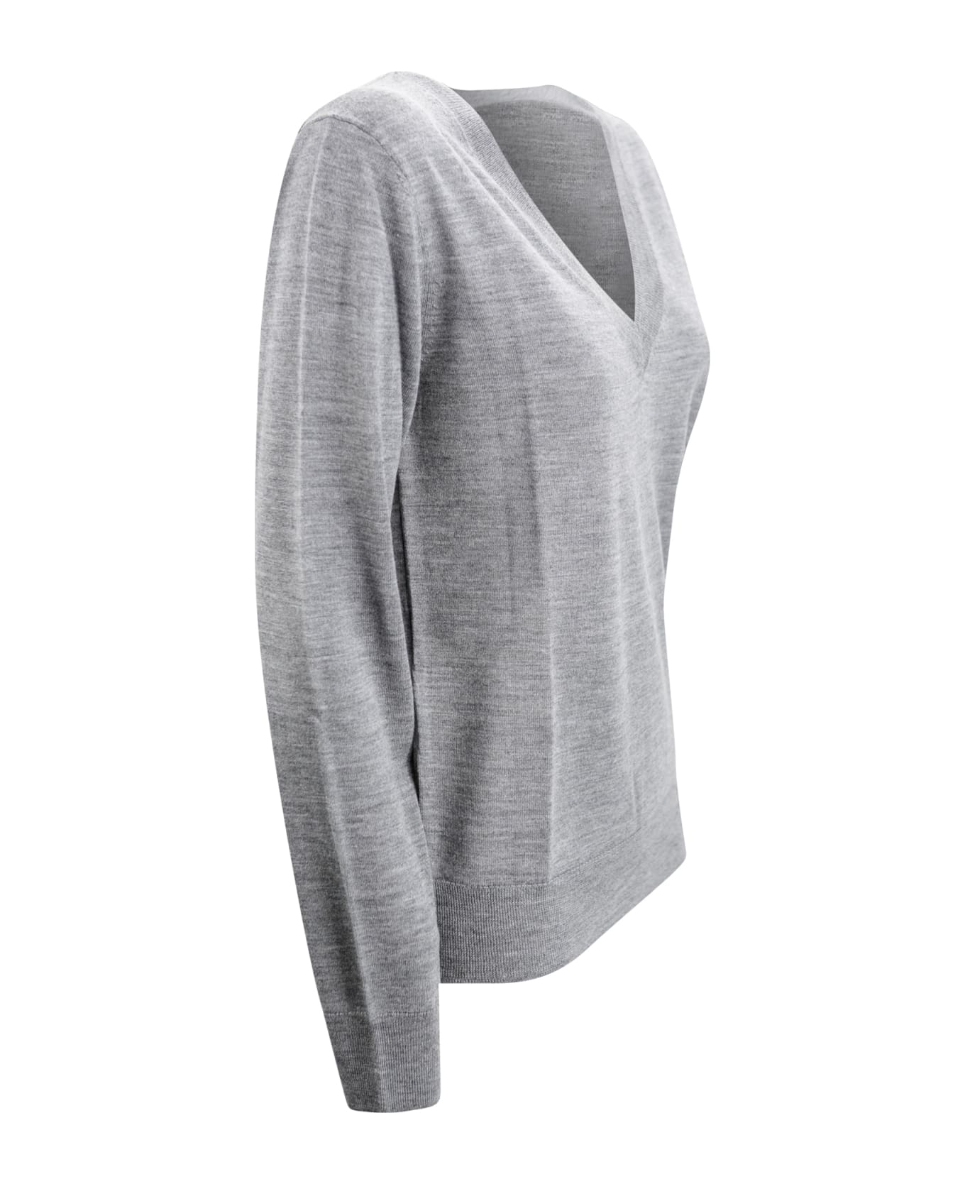 Parosh V-neck Fine-knit Jumper - Grey