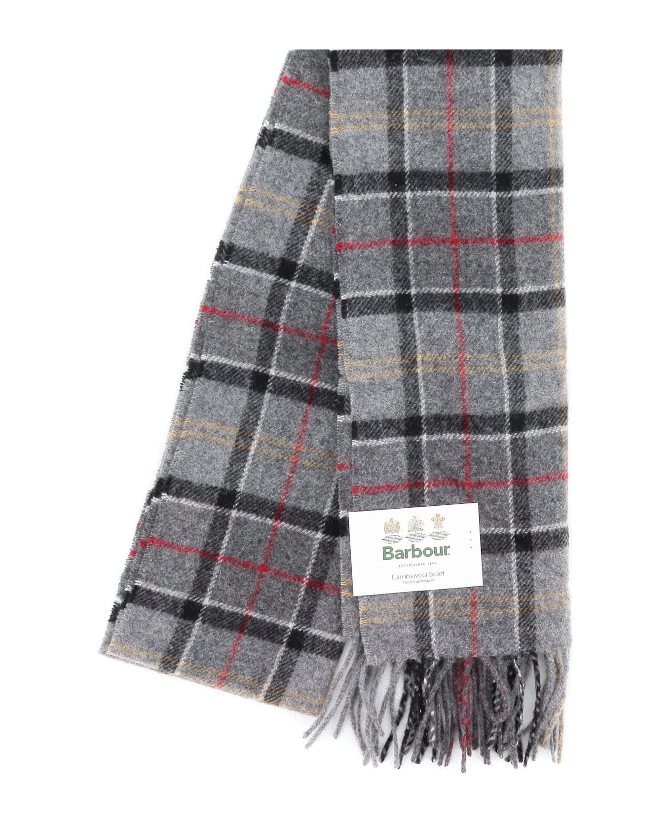 Barbour Tartan Fringed Scarf - GREY TARTAN