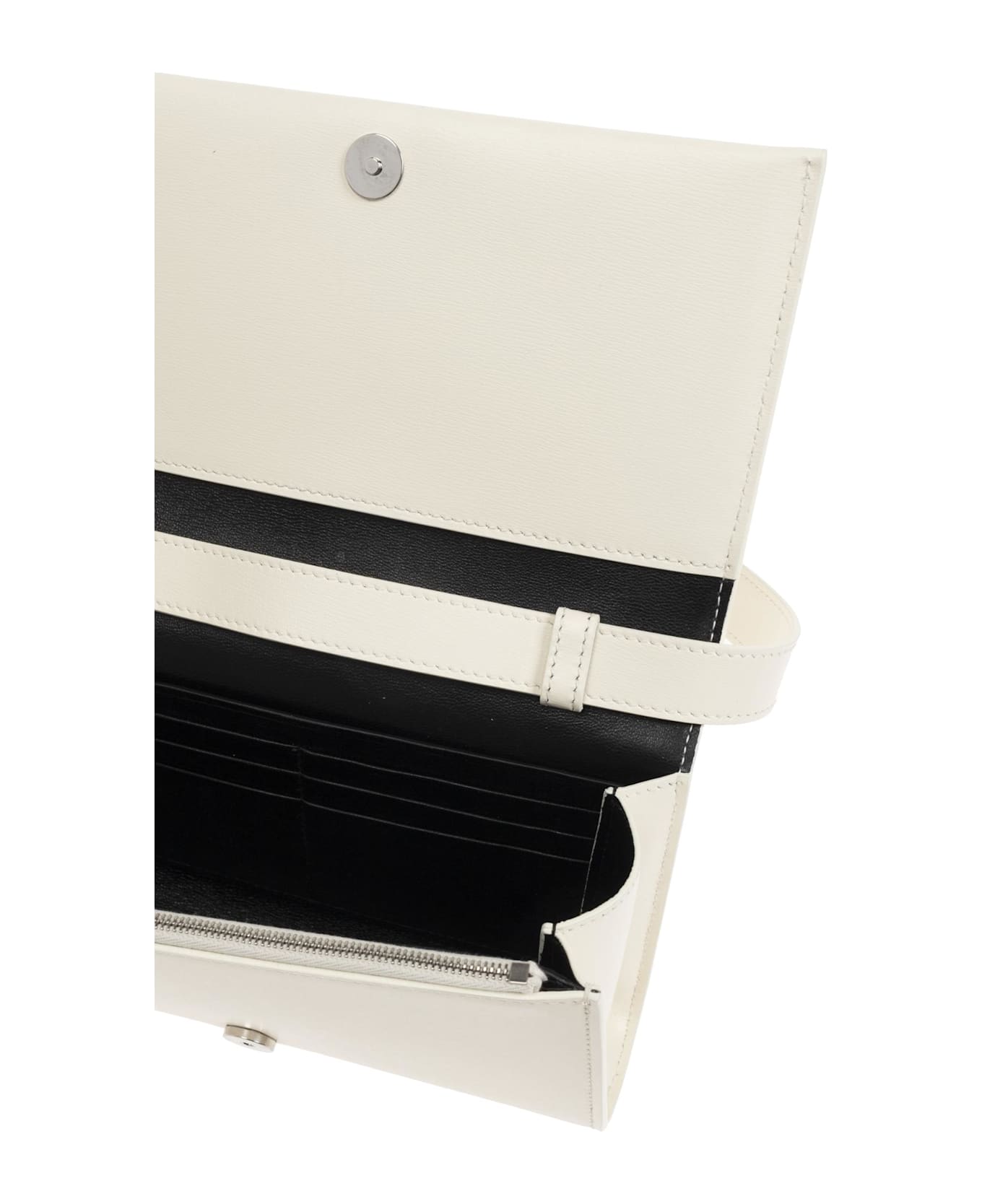 Jil Sander Leather Wallet On A Strap - Ivory