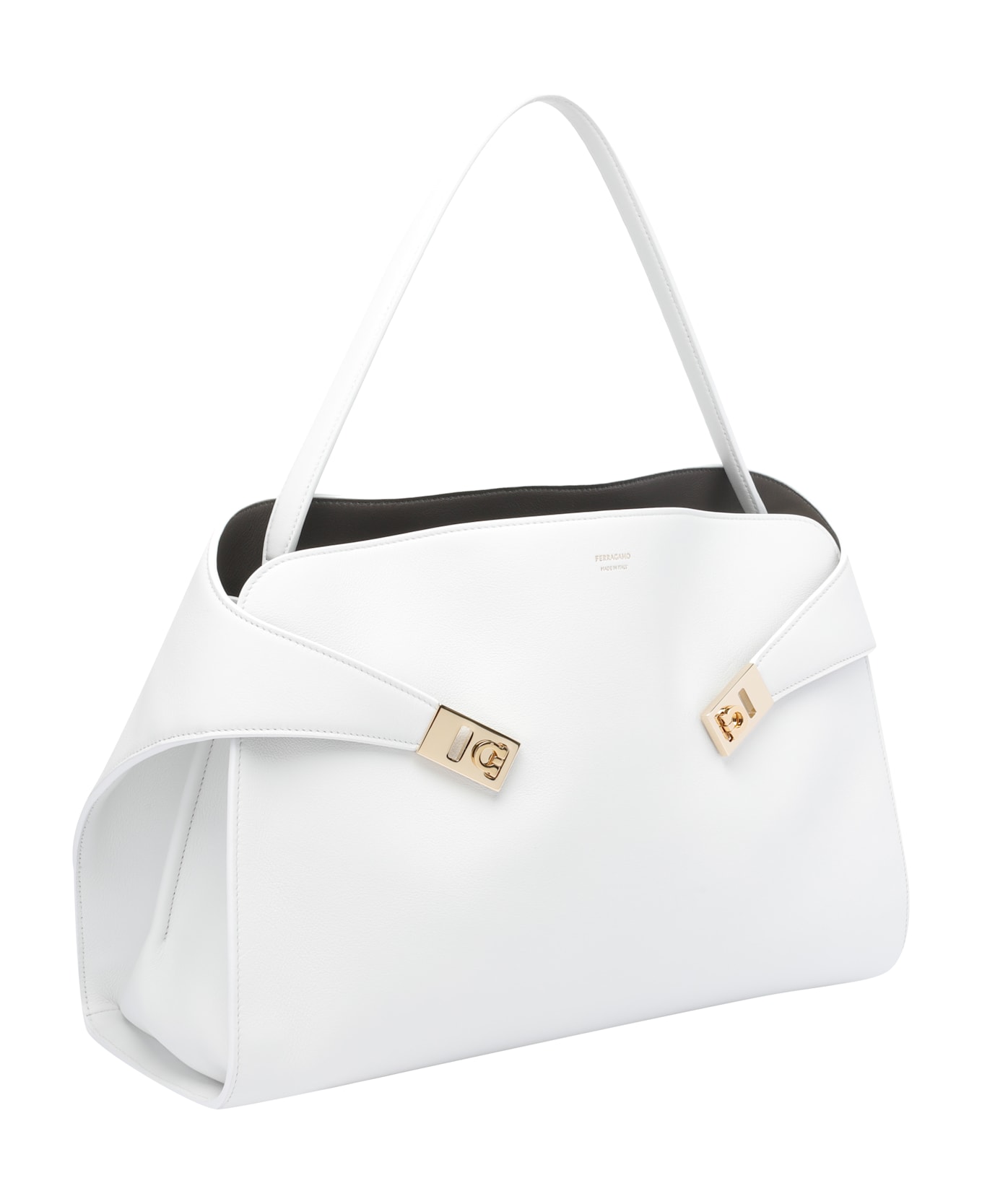 Ferragamo Medium Hug Shoulder Bag - White