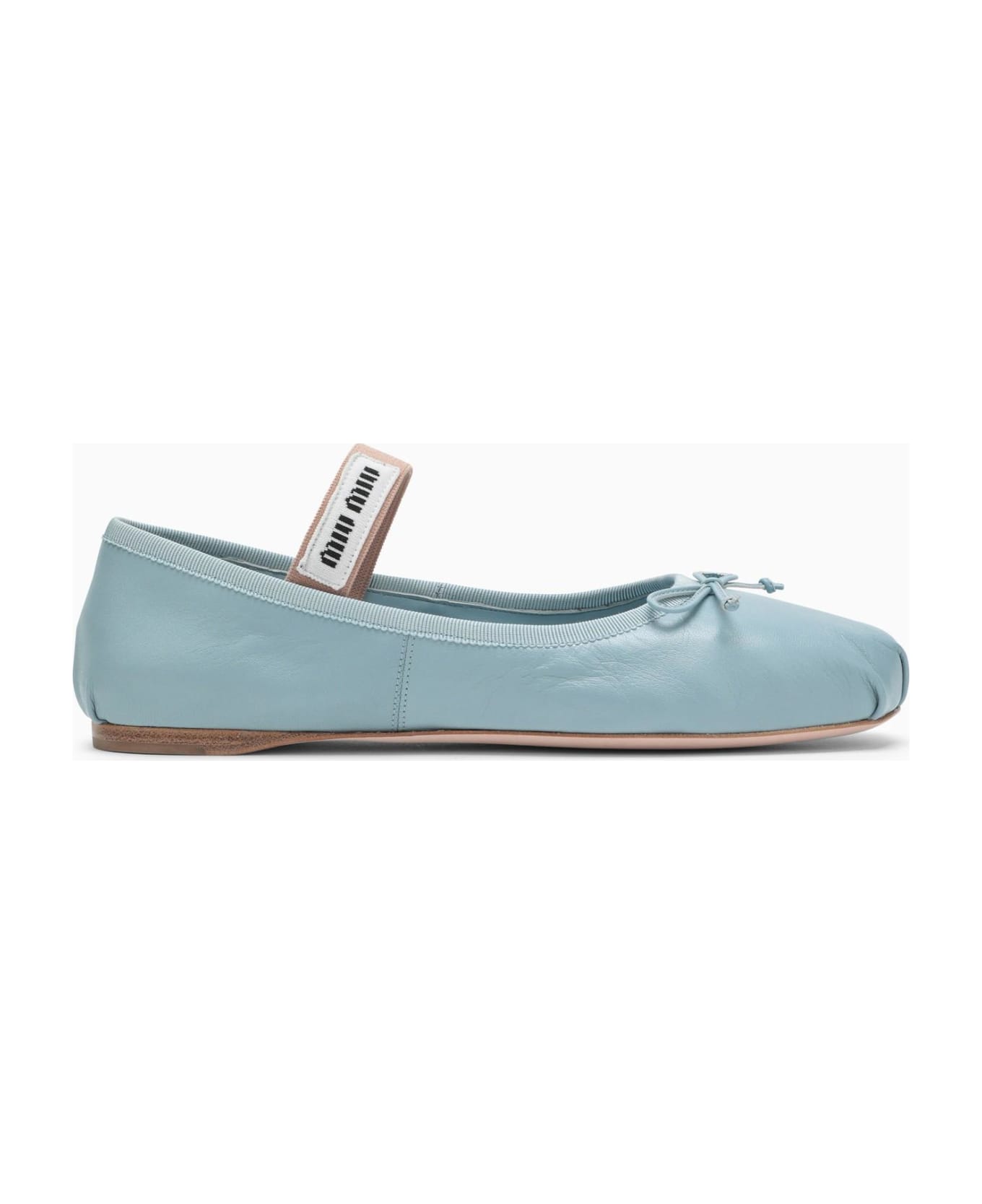 Miu Miu Blue Satin Ballerina - Cielo
