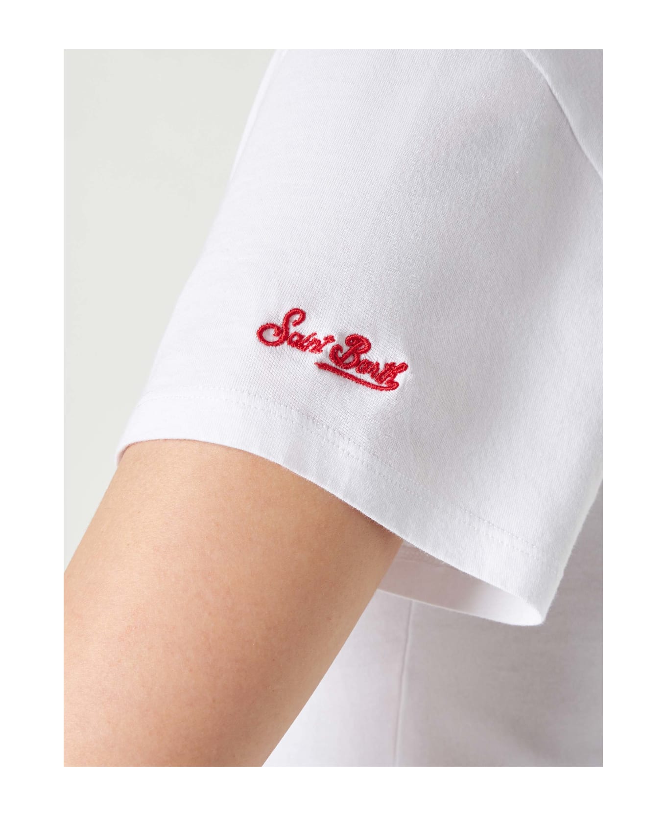 MC2 Saint Barth Woman Cotton T-shirt With Embroidery | La Milanese Special Edition - WHITE