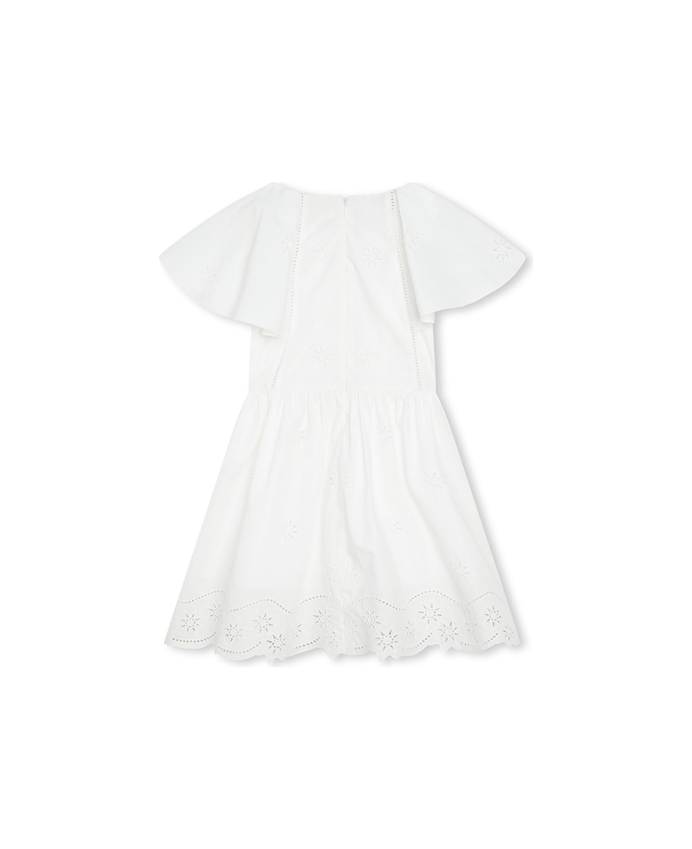 Chloé White Cotton Dress With Stars - Bianco
