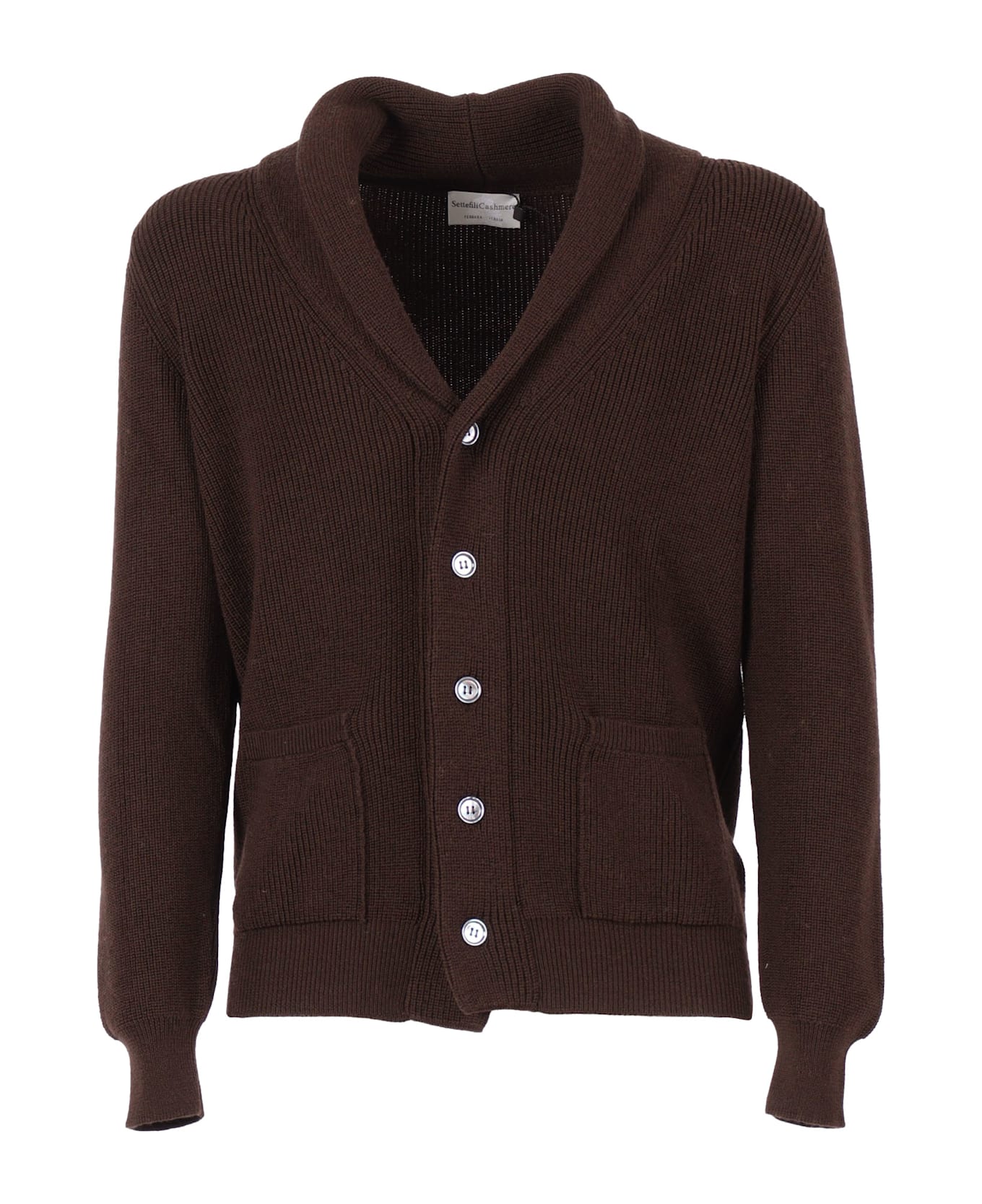 Settefili Cashmere Shawl Collar Cardigan With Pockets - BROWN