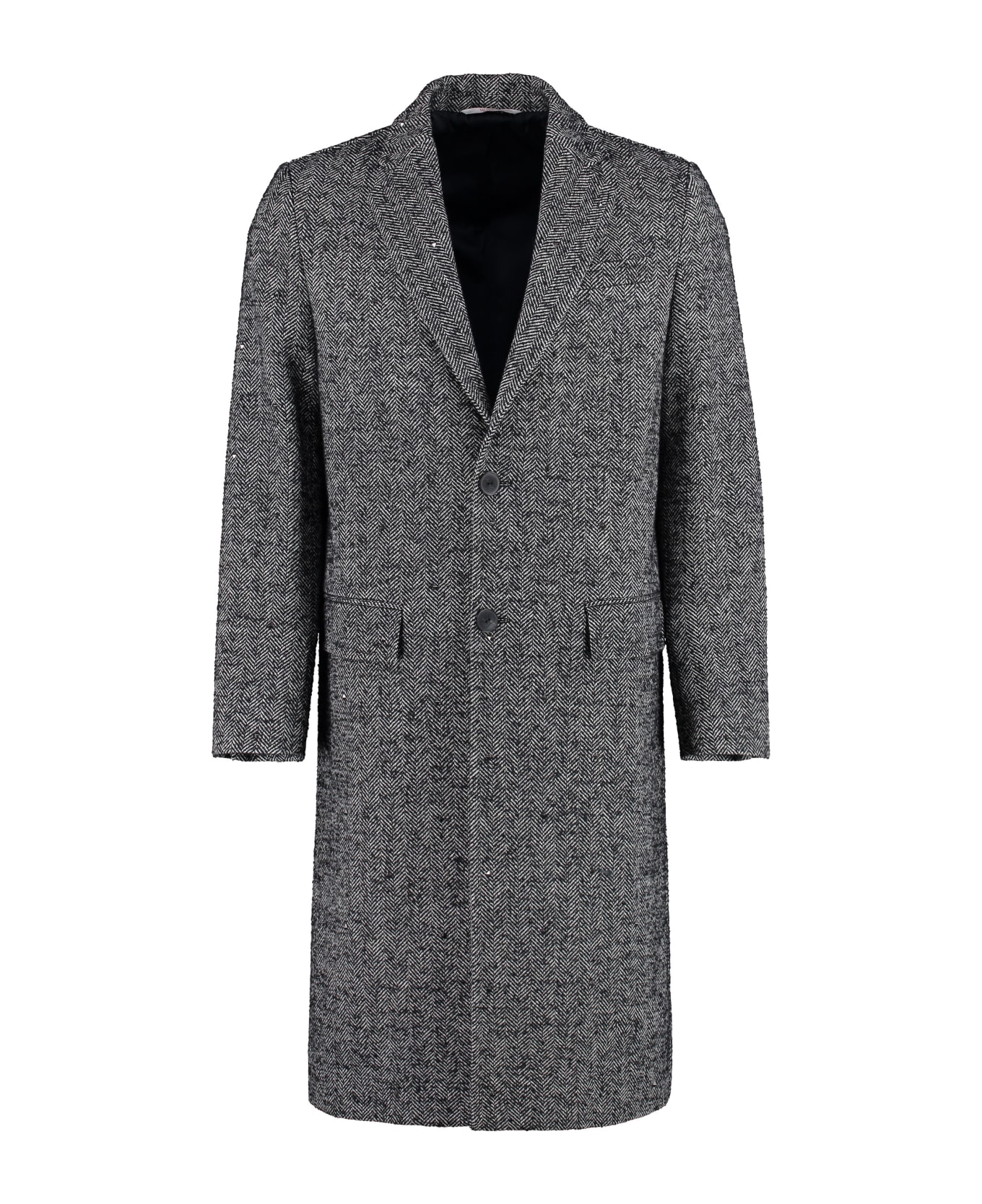 Valentino Mixed Wool Tweed Coat - black