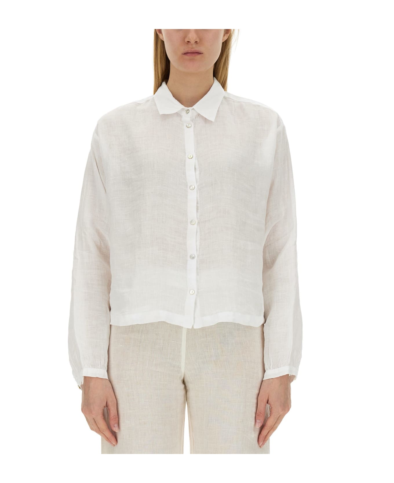 120% Lino Linen Shirt - Bianco