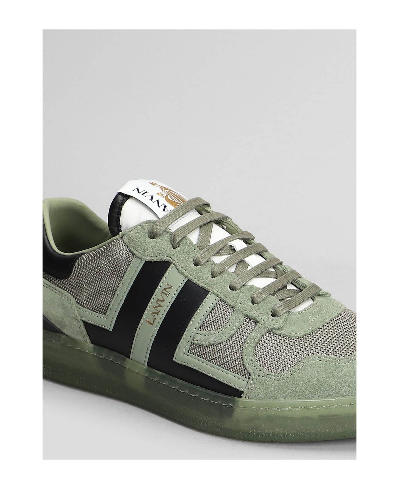 Lanvin Clay Sneakers In Green Suede And Fabric - green