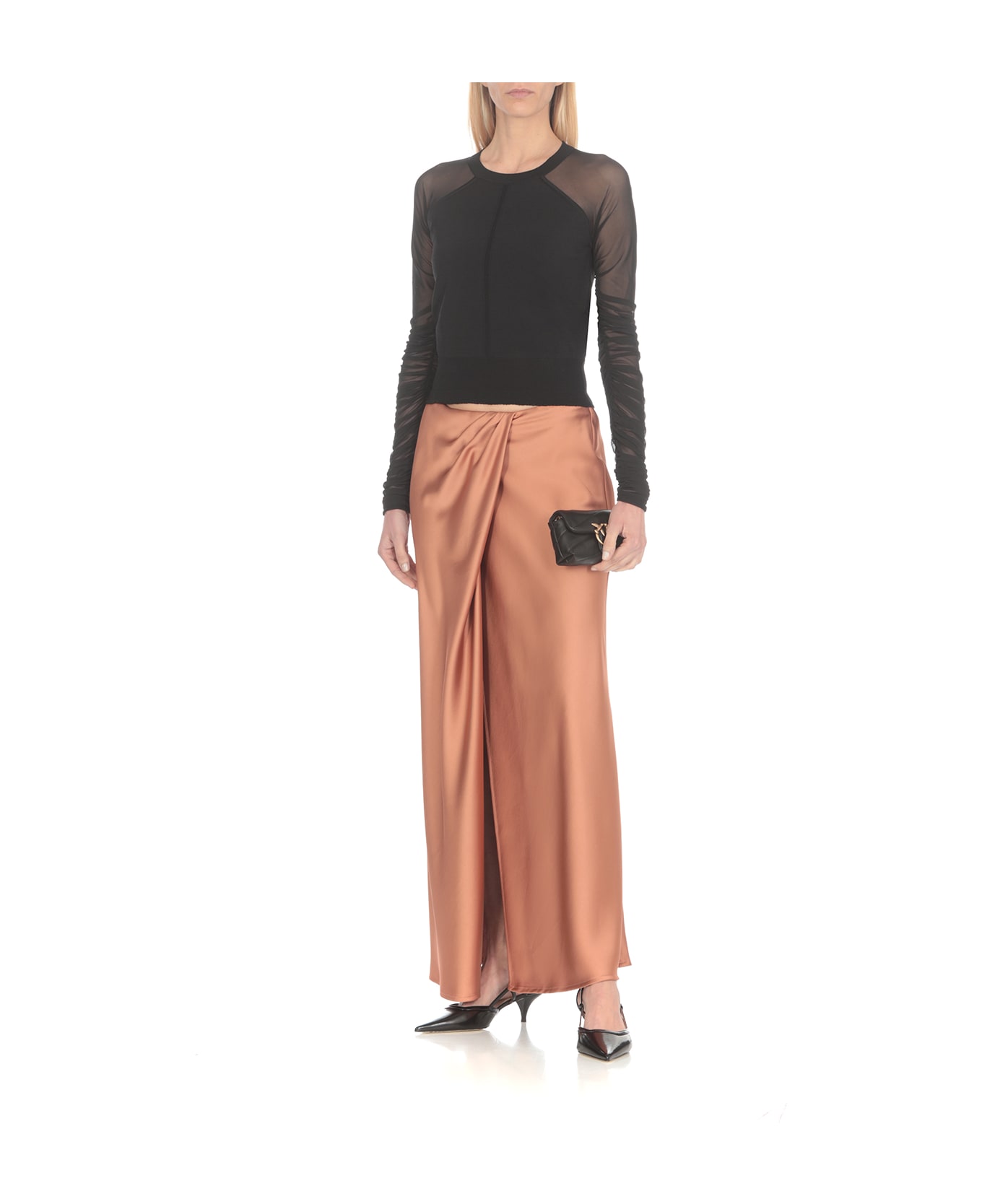 Pinko Elegant Skirt In Satin - Brown スカート