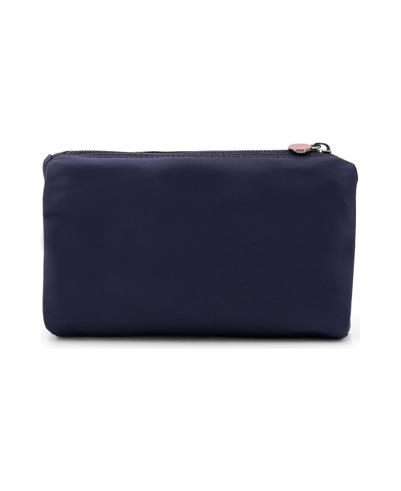 Kiton Nylon Beauty Case With Metal Logo - Blue