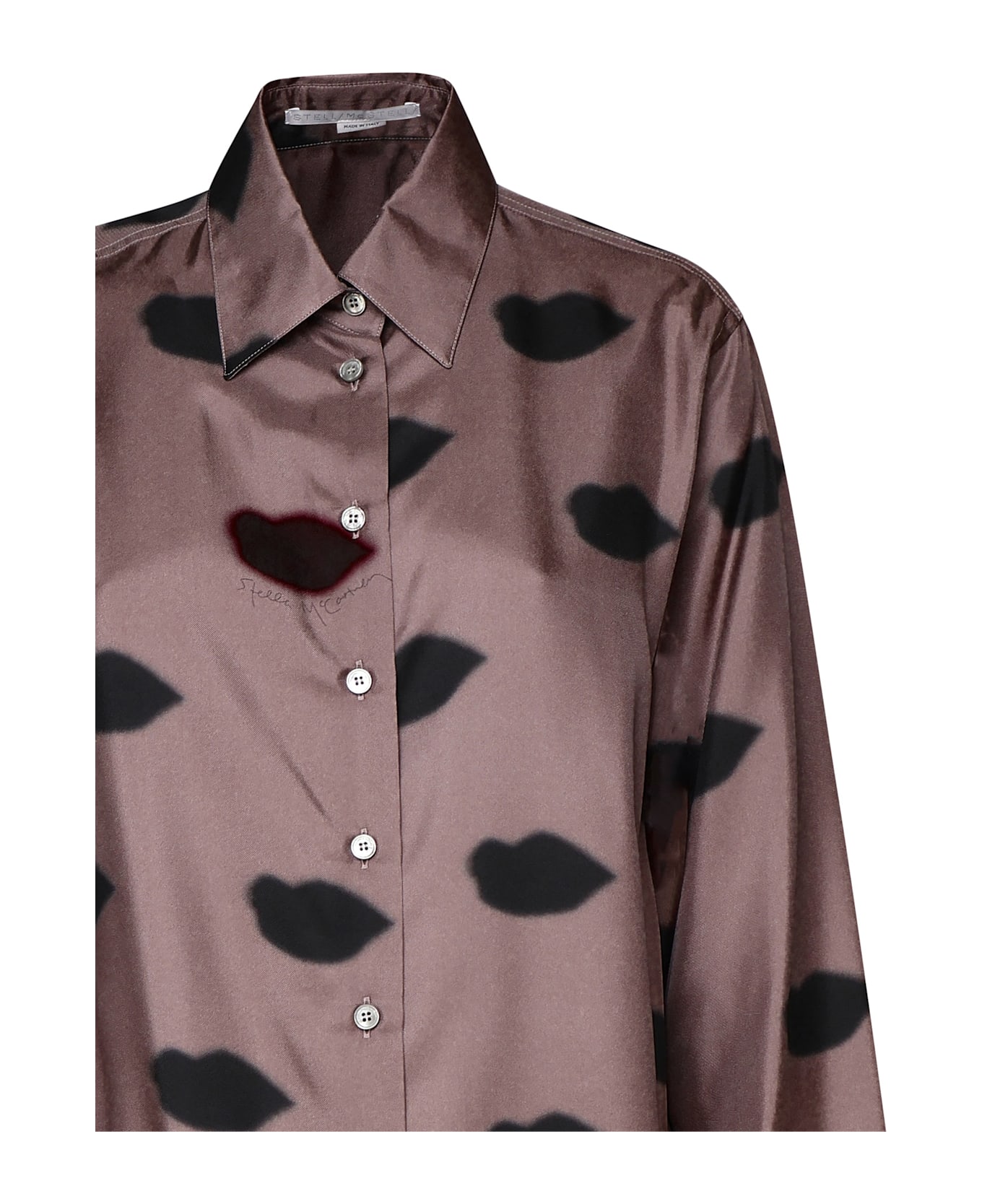 Stella McCartney Boyfriend Style Lips Shirt - Beige