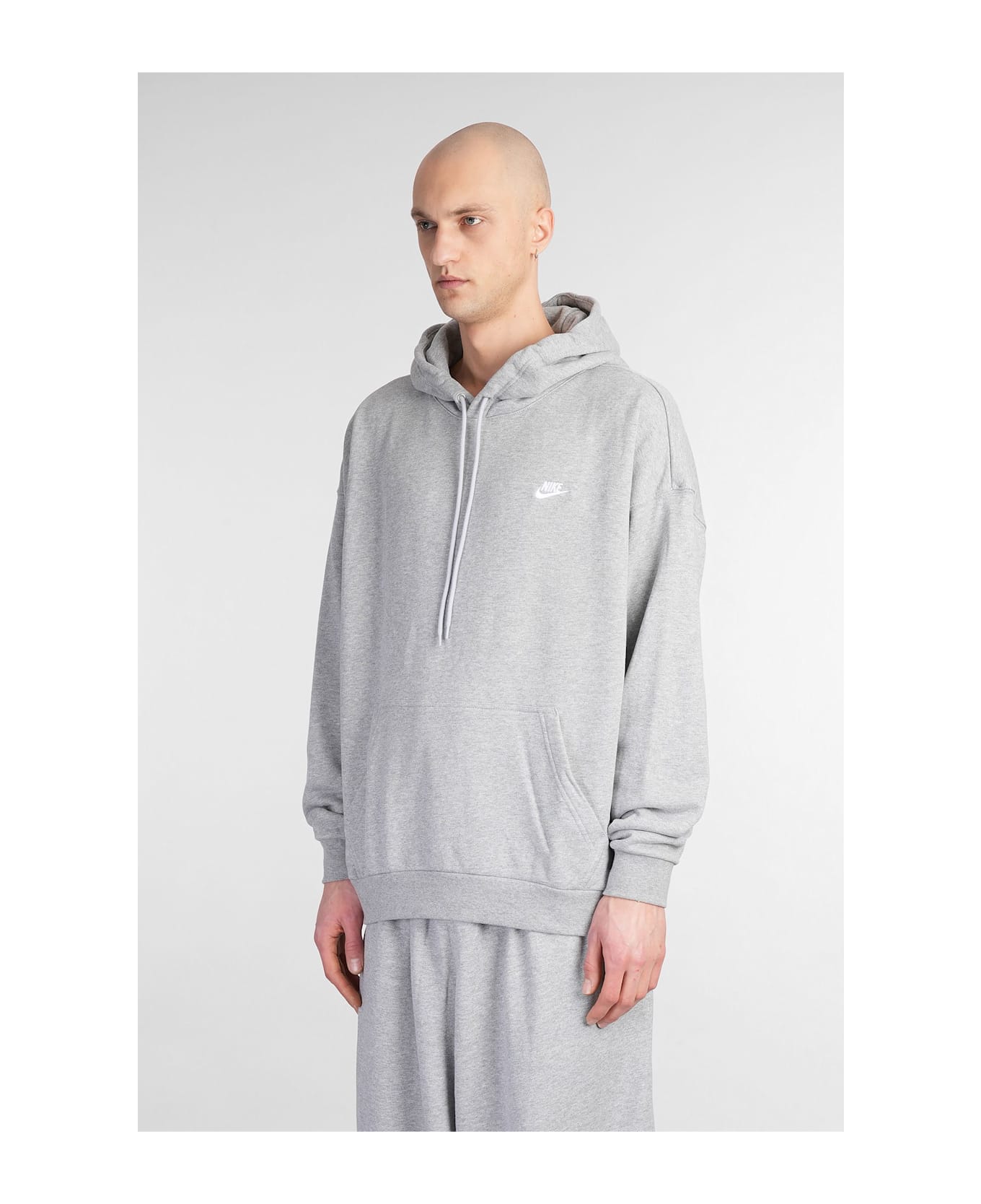 Nike Club Ft Oversized Hd Sweatshirt In Grey Cotton - grey
