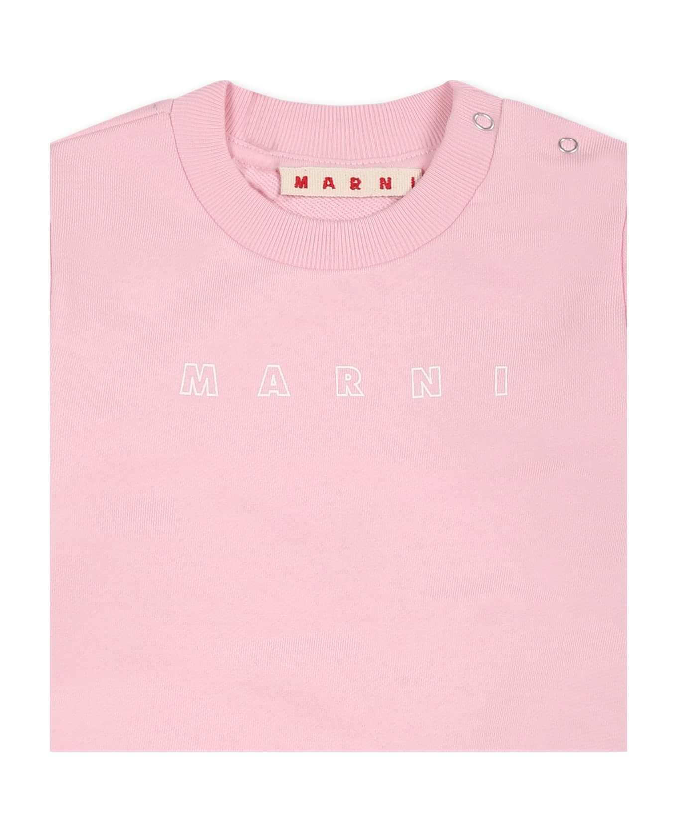 Marni Pink Sweatshirt For Baby Girl With White Logo - Pink