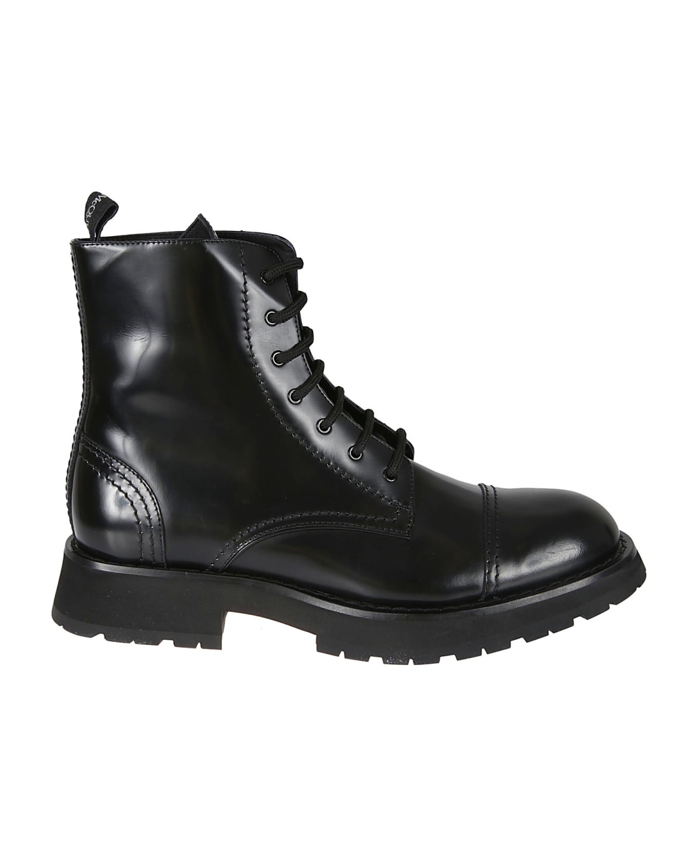 Alexander McQueen Lace-up Leather Boots - BLACK