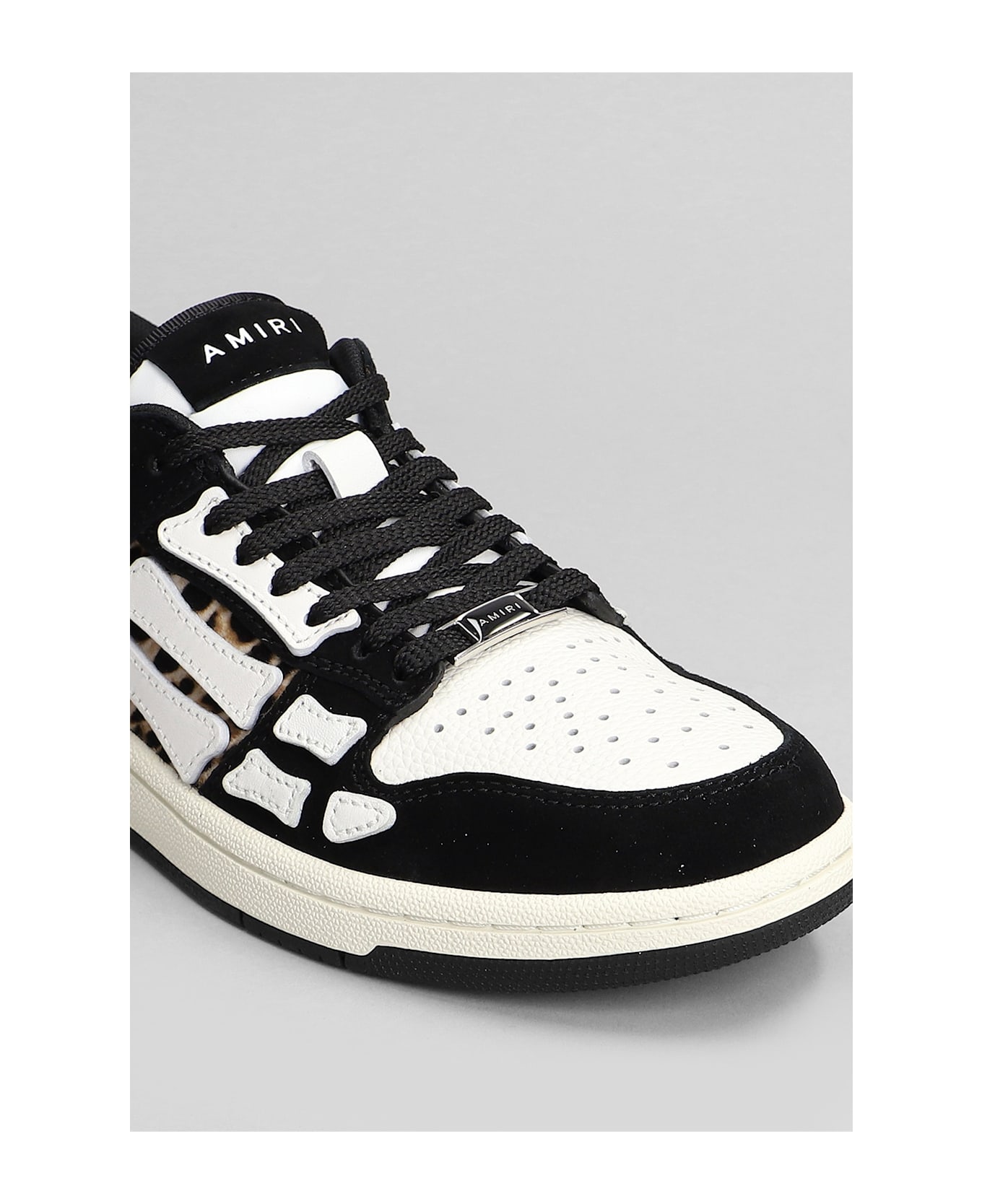 AMIRI Leopard Skel Top Low Sneakers In Black Leather - BLACK