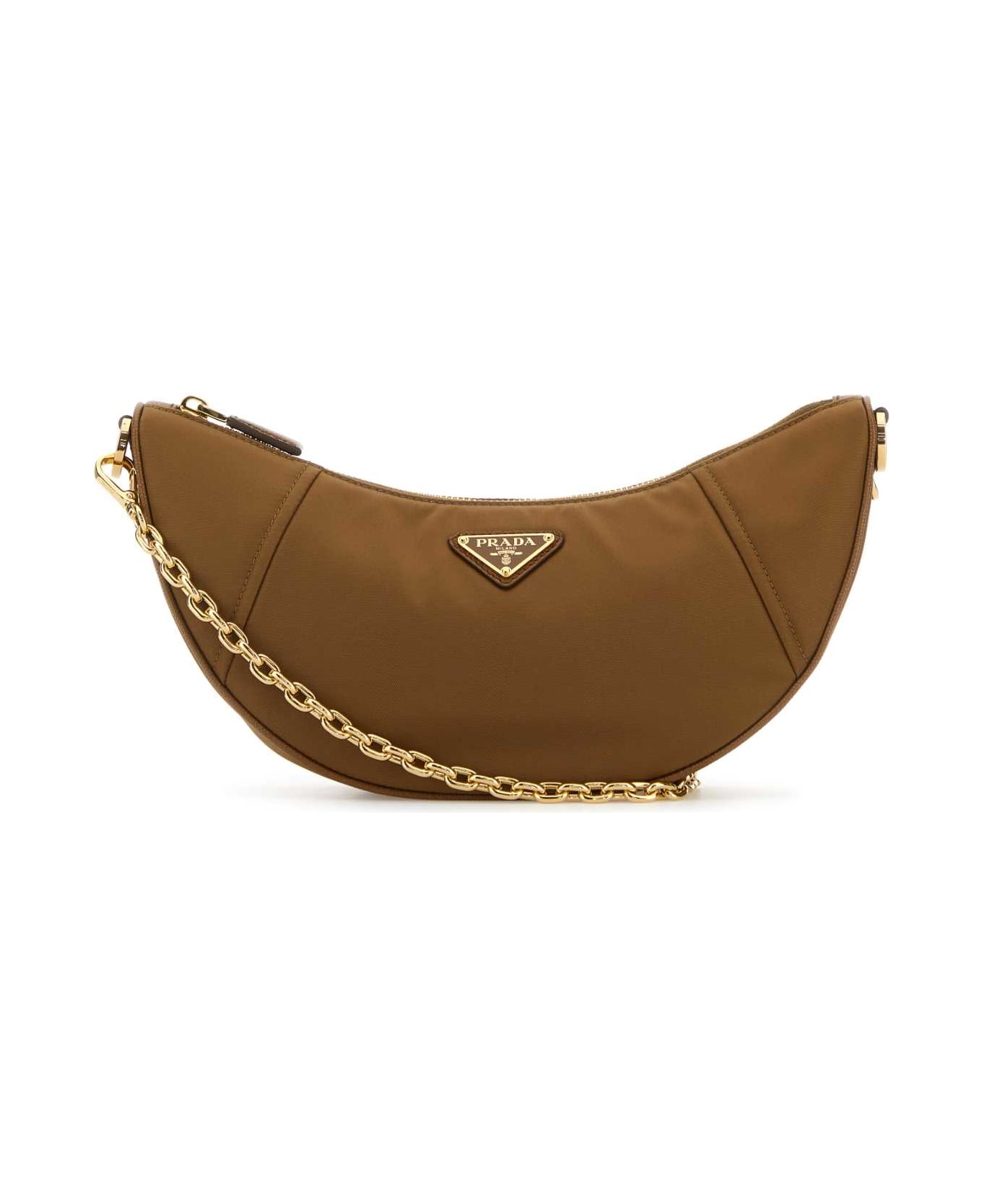Prada Camel Re-nylon Prada Demi-lune Shoulder Bag - BRANDY