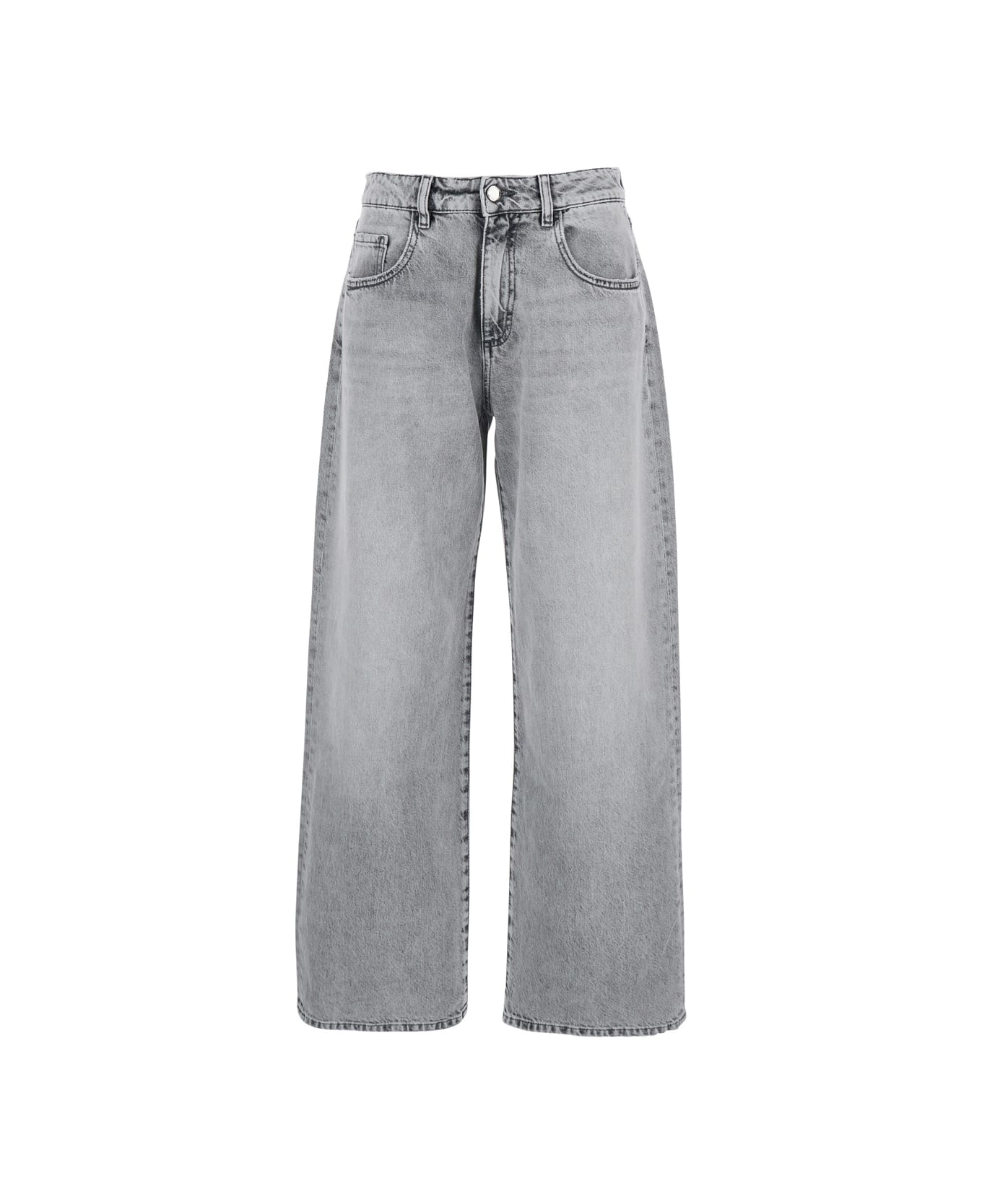 Icon Denim 
bea
 Grey Jeans With Belt Loops And Logo Patch On The Rear In Denim Woman - Grey