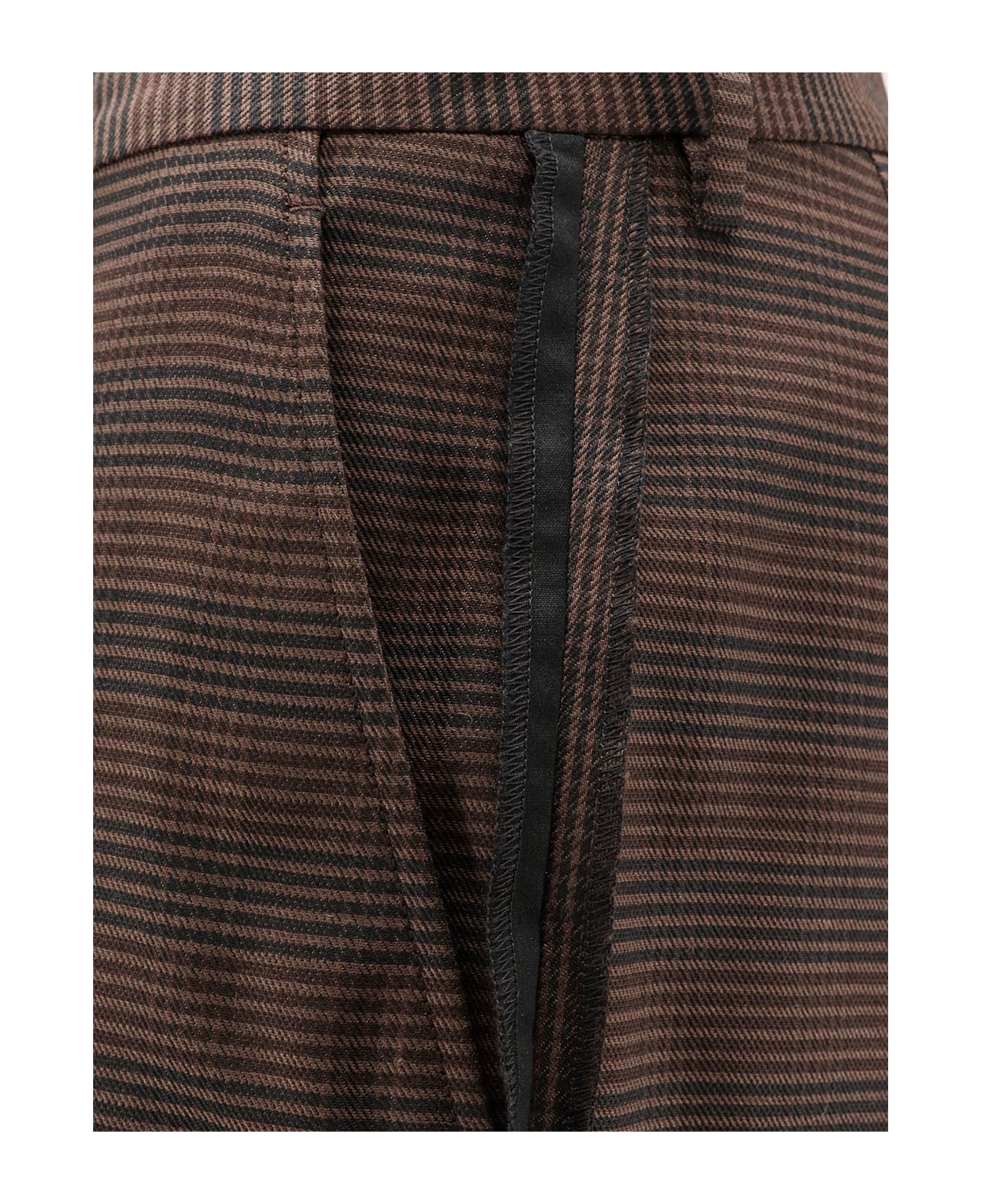 MM6 Maison Margiela Wool Blend Trousers With Raw-cut Edges - Brown/Black