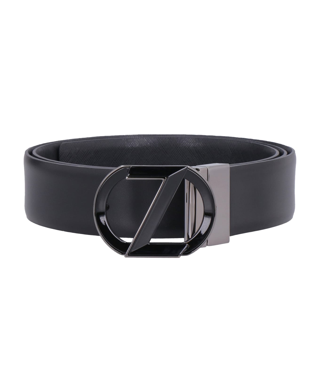 Z Zegna Reversible Leather Belt - black
