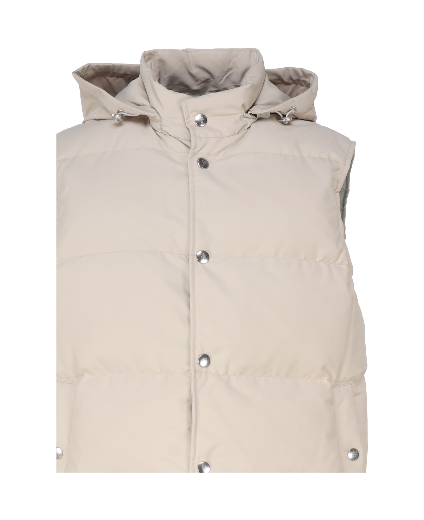 Eleventy Padded Vest With Hood - Beige