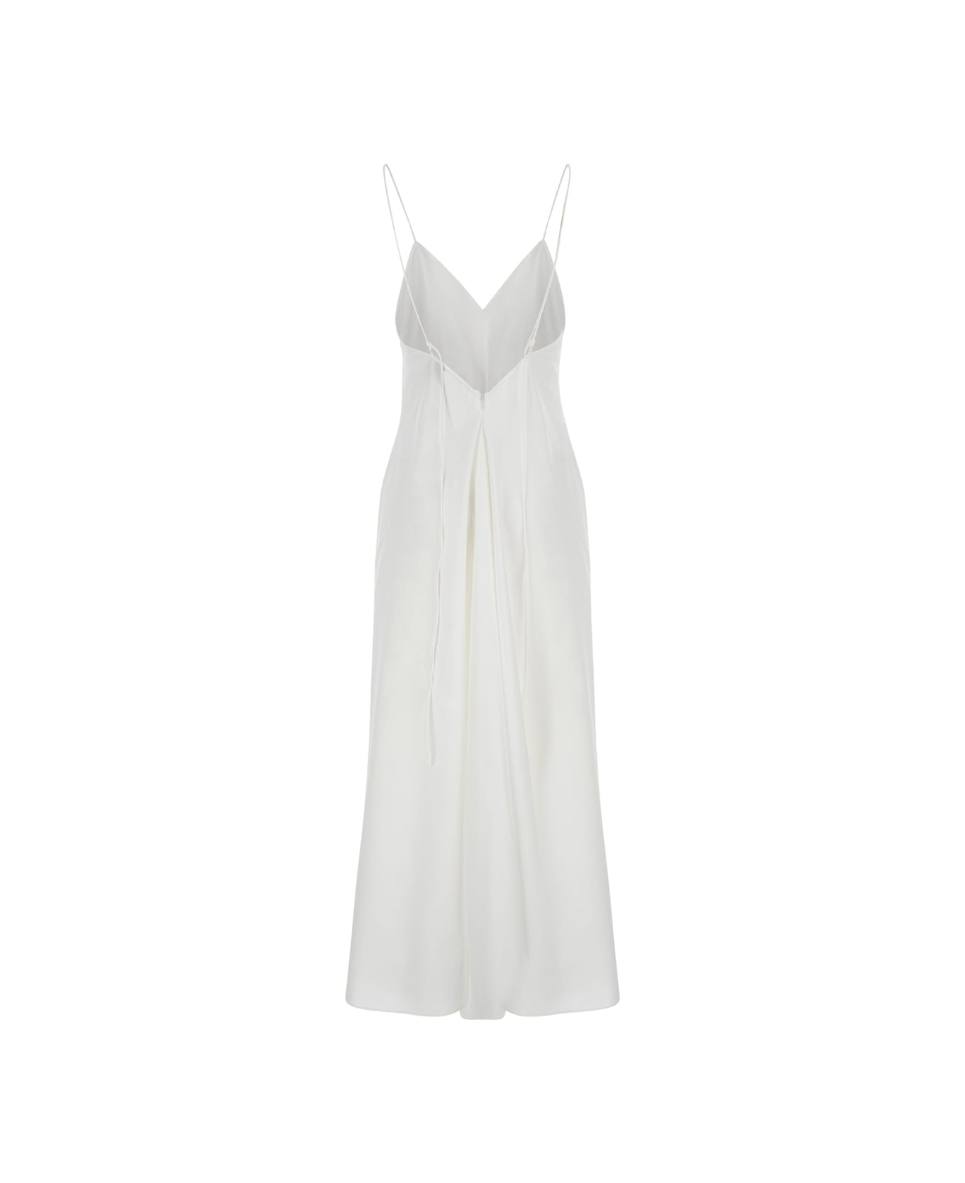 Róhe White Long Dress With V Neckline In Cotton Woman - White