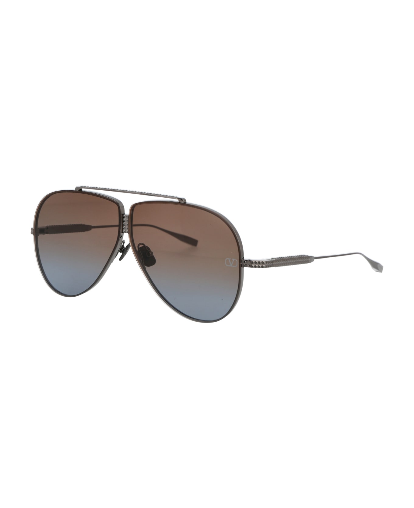 Valentino Eyewear Xvi Sunglasses - BLACK RHODIUM W/ DARK BROWN TO BLUE GRADIENT
