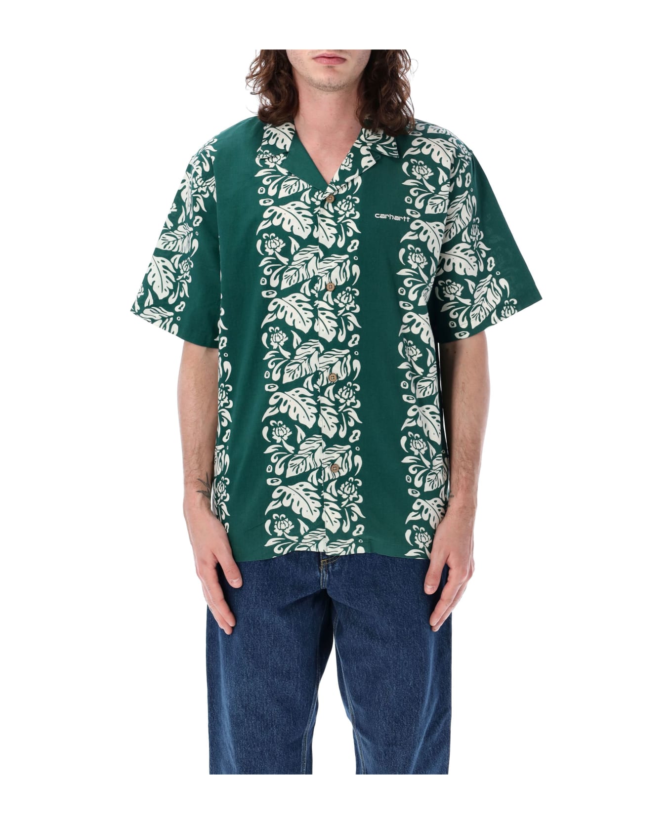 Carhartt Floral Shirt - DK GREEN