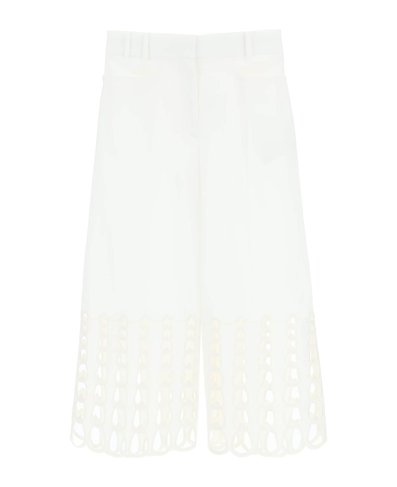 Stella McCartney Cropped Pants With Embroidered Hem - WHITE (White)