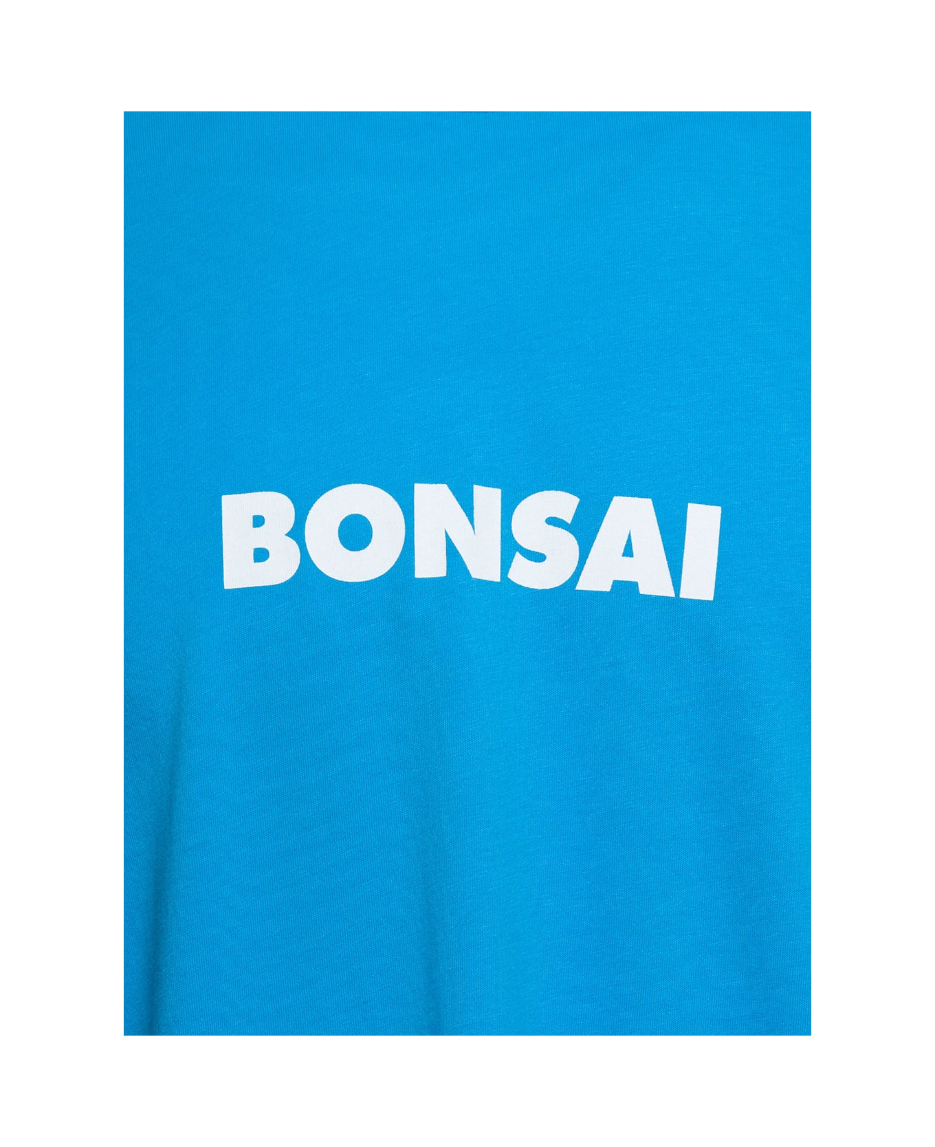Bonsai Light Blue Crewneck T-shirt With Contrasting Logo Print In Cotton Man - Light blue