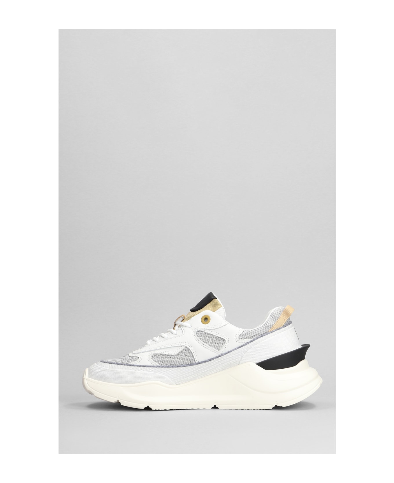 D.A.T.E. Fuga Sneakers In White Leather And Fabric - white