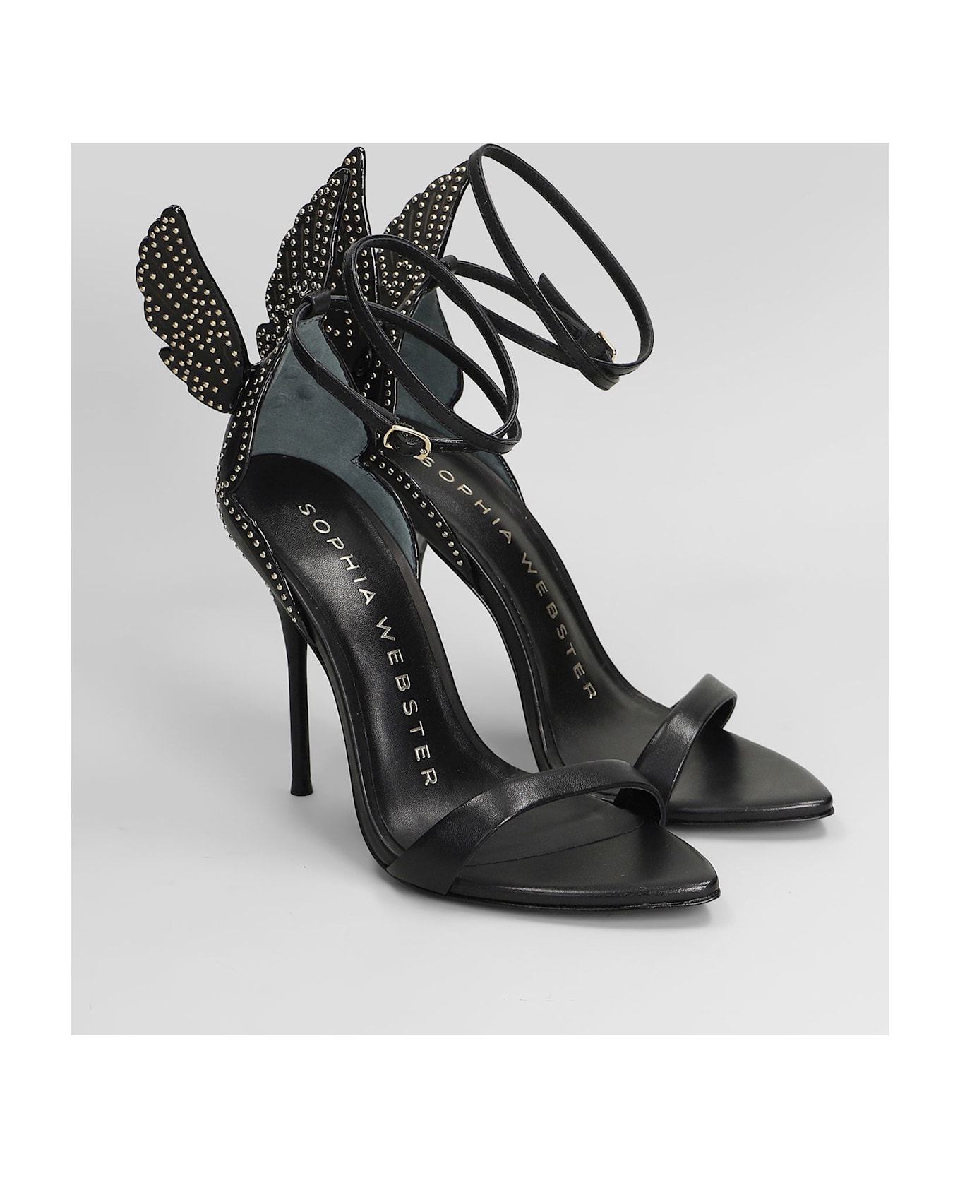 Sophia Webster Cherub Sandals In Black Leather - black