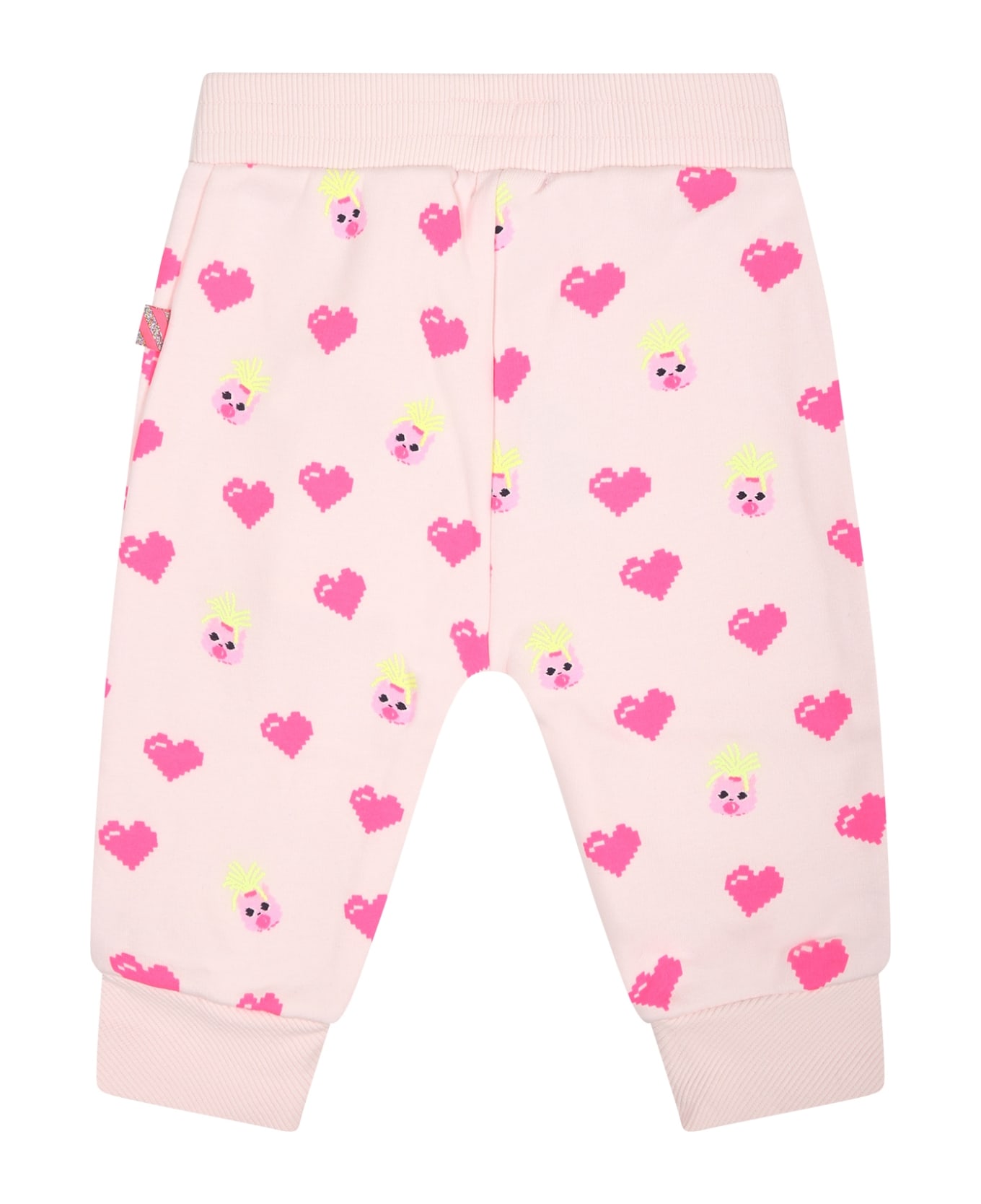 Billieblush Pink Trousers For Baby Girl With Herats And Llama - Pink ボトムス