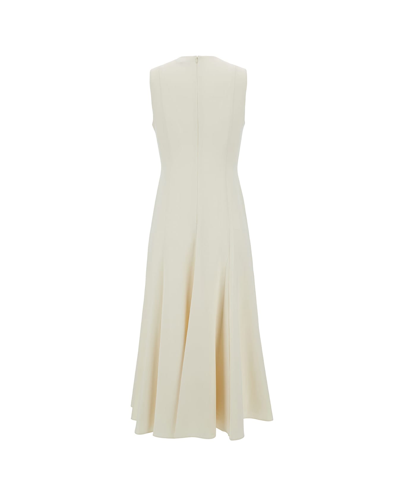 Theory Midi White Sleeveless Dress With Pleated Skirt In Triacetate Blend Woman - White