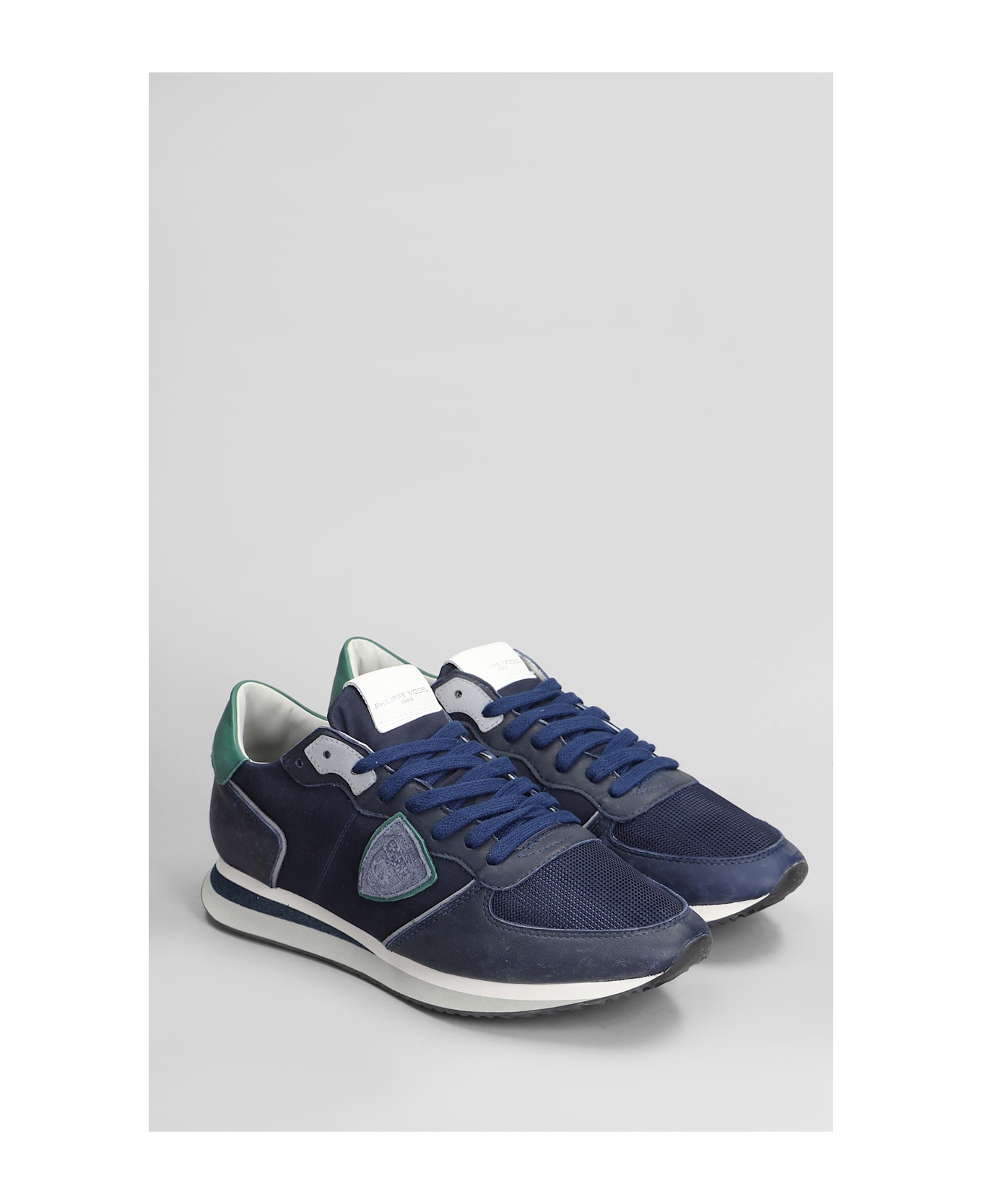 Philippe Model Trpx Low Sneakers In Blue Leather And Fabric - blue