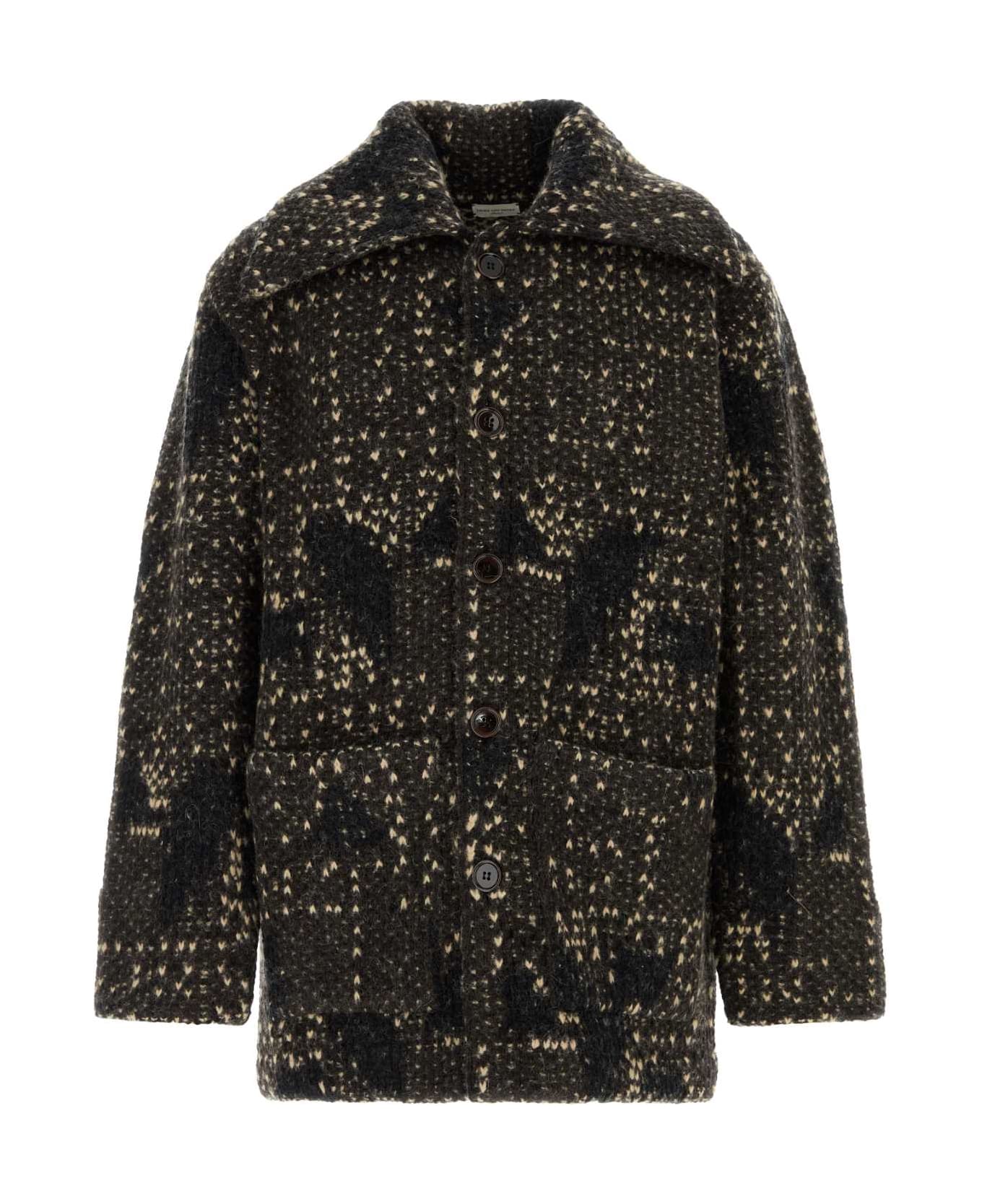 Dries Van Noten Two-tone Wool Blend Oversize Cardigan - DARKBROWN ニットウェア