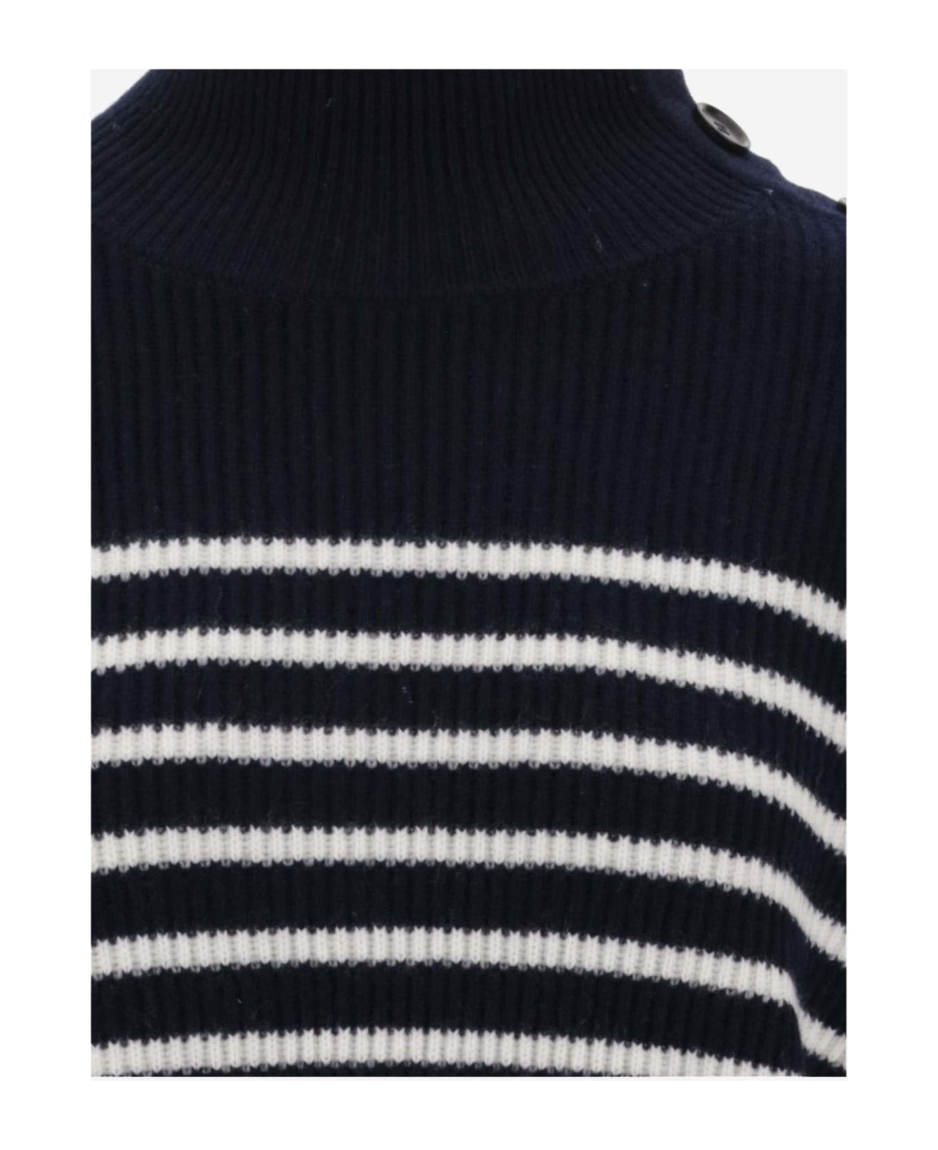 Aspesi Jersey With Stripe Pattern - Blue ニットウェア