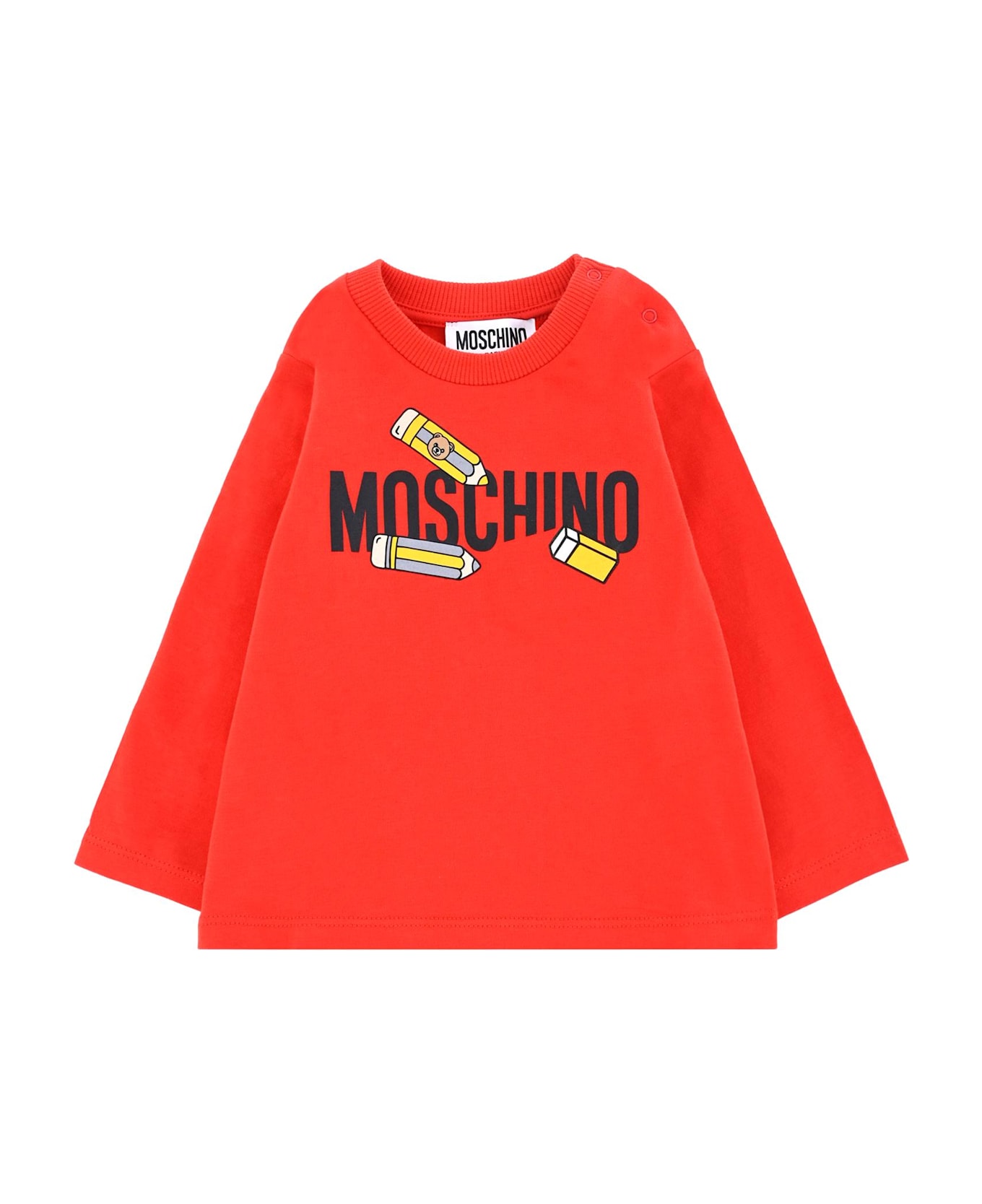 Moschino Red T-shirt For Bbaykids With Back To School Print - Red