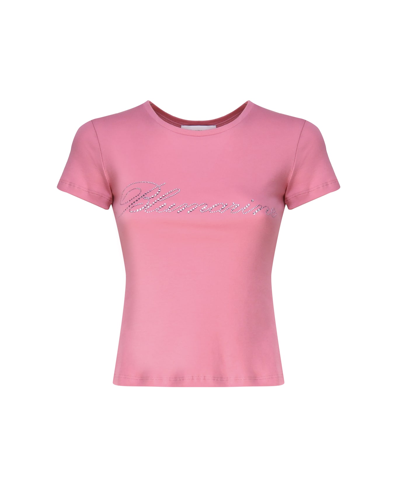 Blumarine T-shirt With Studs And Rhinestone Embroidery - Bubblegum